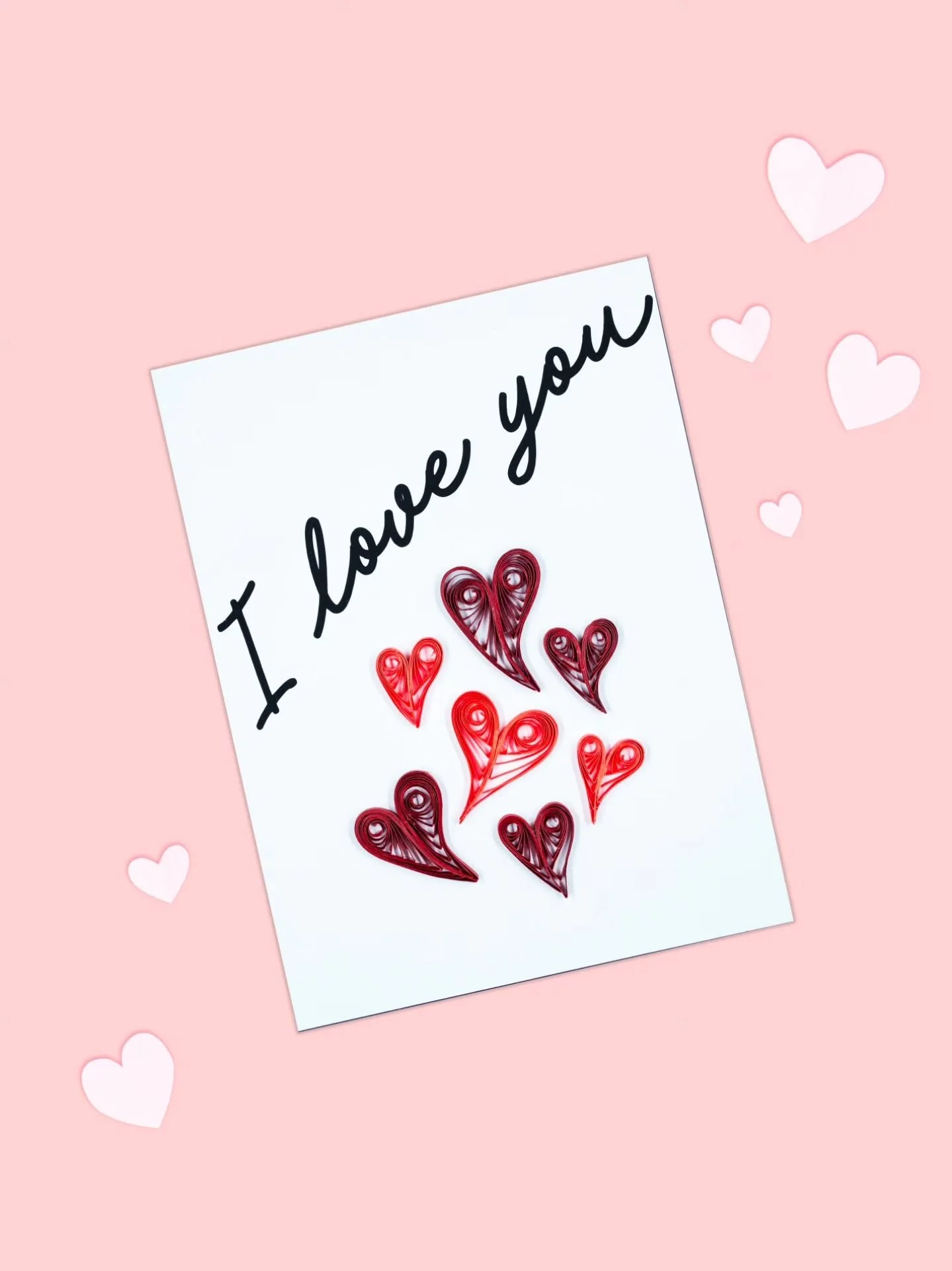 4&times;5.5 in cards. Heart shaped quilling that's 1/8 of and inch makes it safe to ship 🩷. 

#quilling #handmadecards #hearts #valentinesday❤️ #anniversarycard