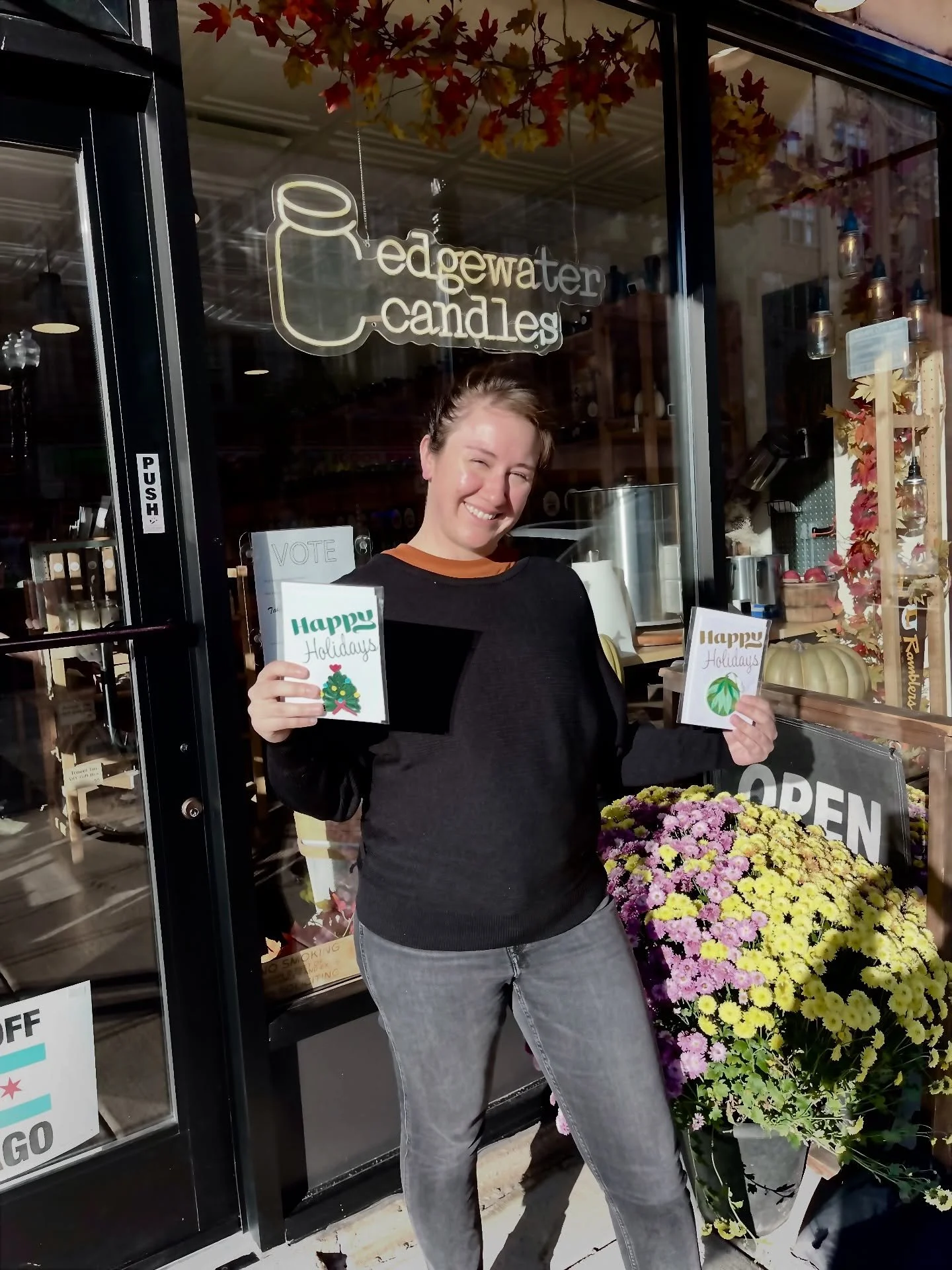 Excited to be selling cards with @edgewatercandles! I&rsquo;m honored to be part of their beautiful gift selections along with their incredibly good smelling candles!

Each card is completely handmade, from placing the &ldquo;Happy Holidays&rdquo; vi