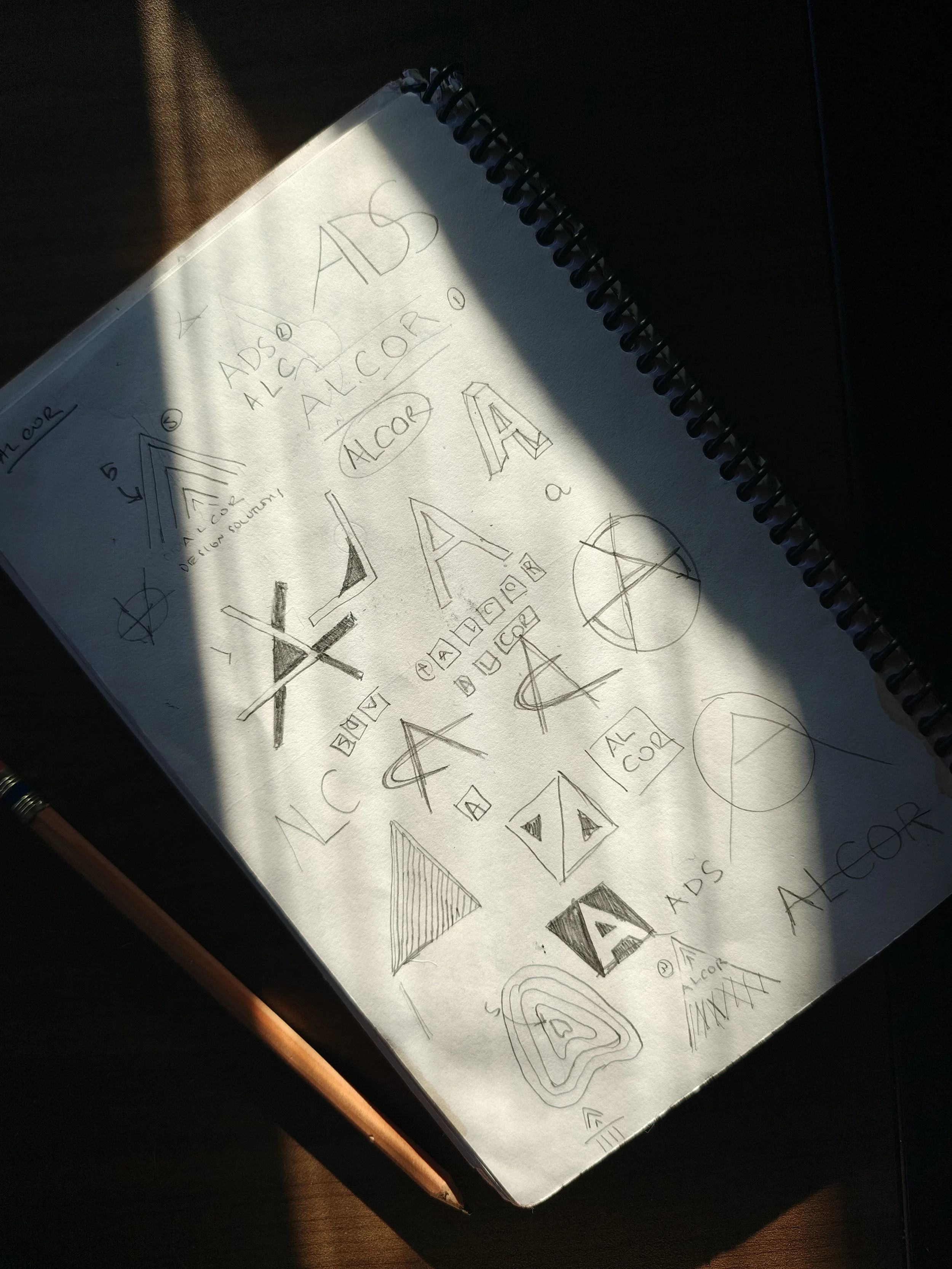 sketches for branding project for alcor design solutions