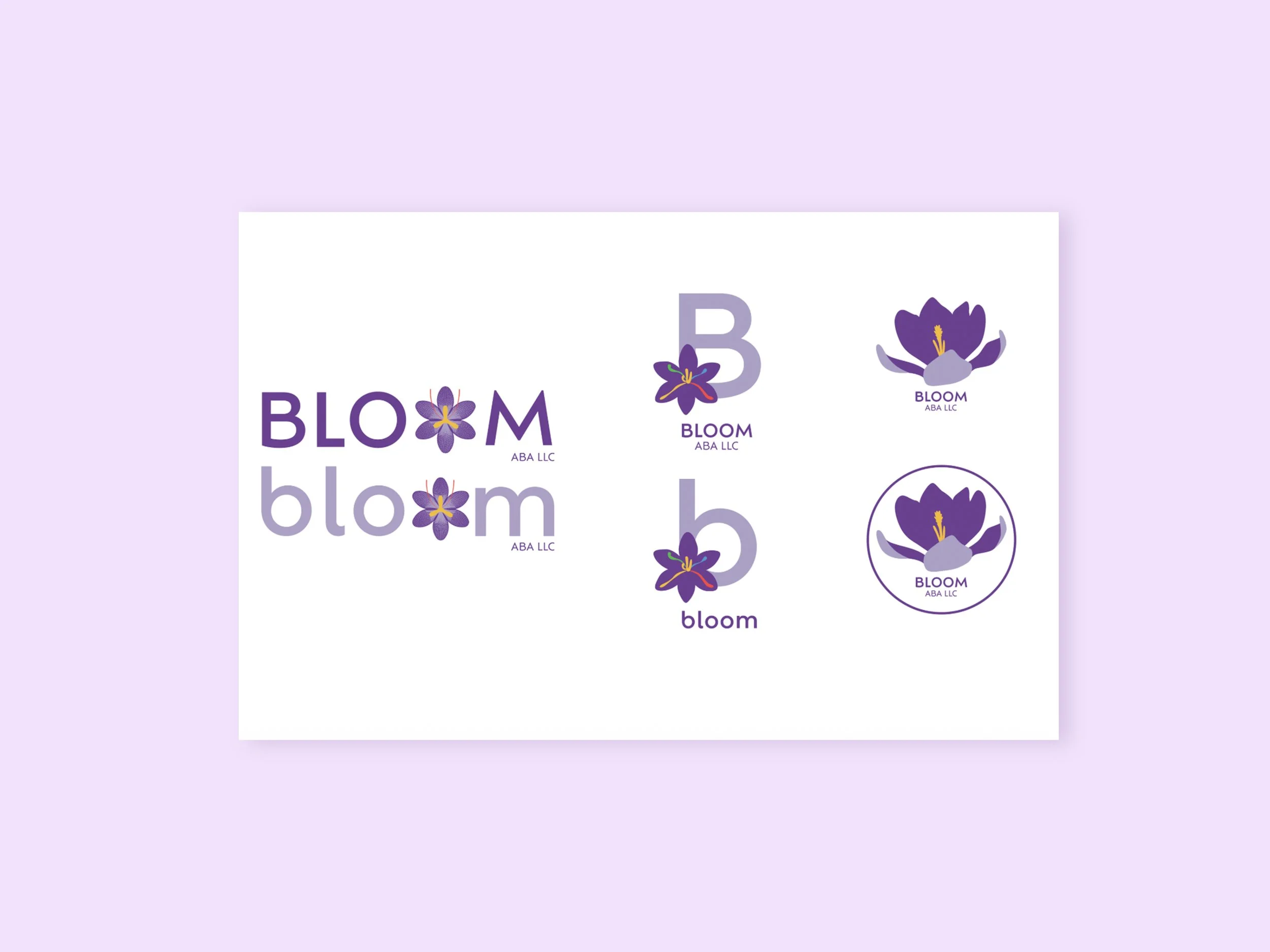 three logo options with different typography for bloom