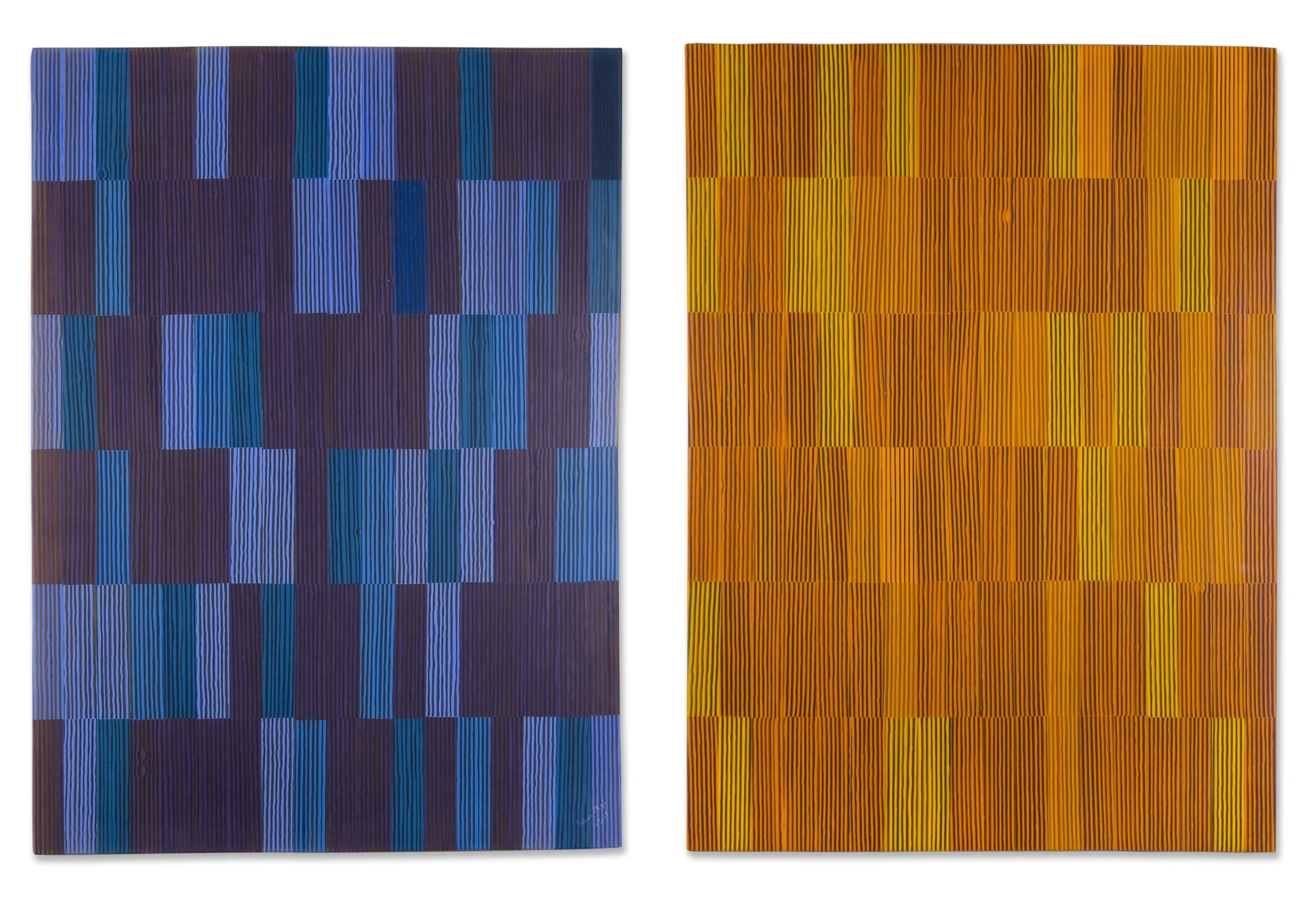 Klaus Moje, Chromatic Evolution 1 (2012) and 2 (2013). Courtesy Michael Endo.