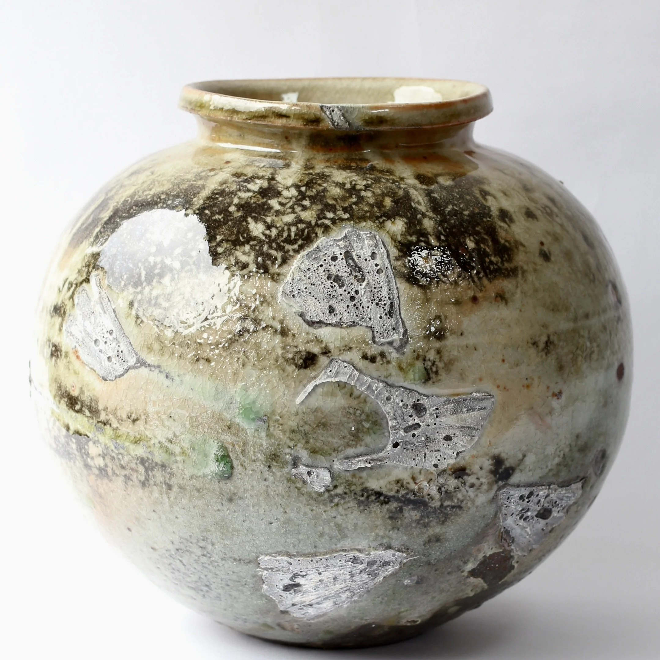 Large Wood Fired Moon Vase