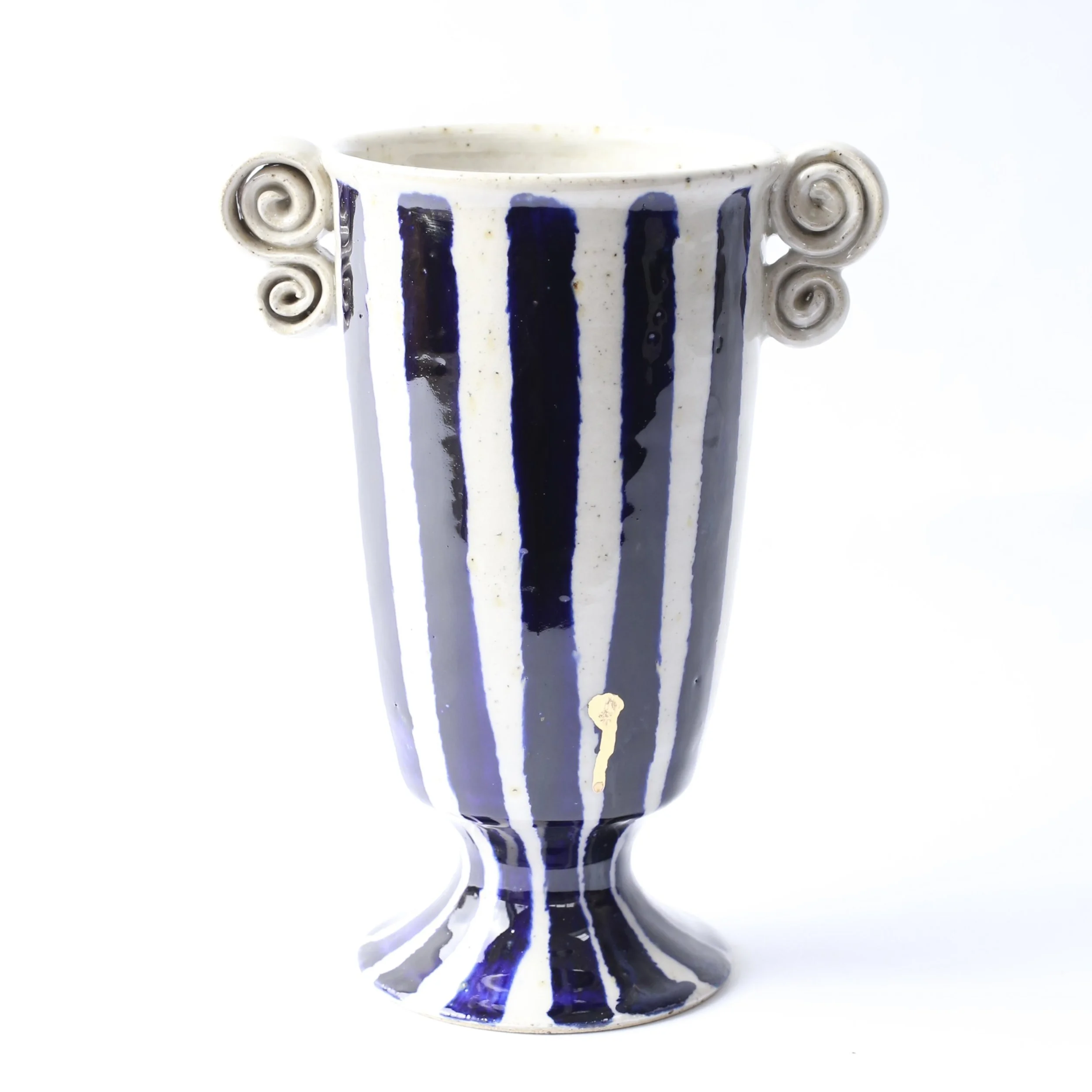 Tall Striped Vase with Gold