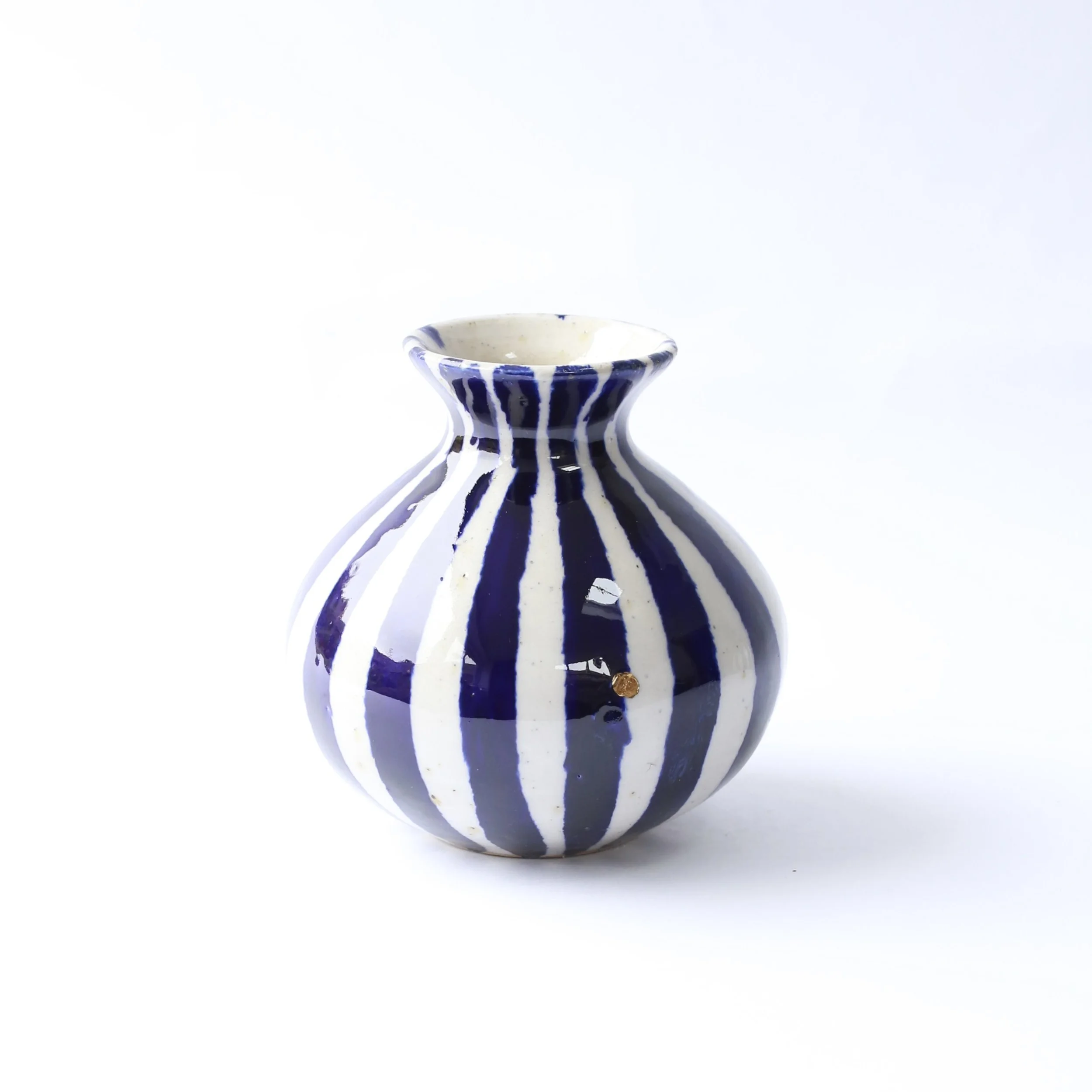 Striped Bud Vase with Gold