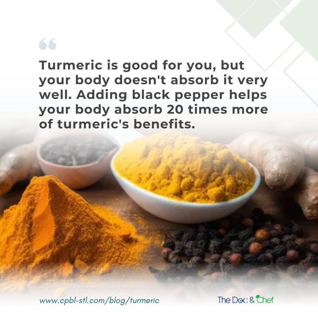 Ever wonder why turmeric seems to work better when you add black pepper? 🤔 It's all thanks to piperine, a special ingredient in black pepper that helps your body absorb turmeric's goodness 20 times better! 

#turmeric #blackpepper #healthtips #healt