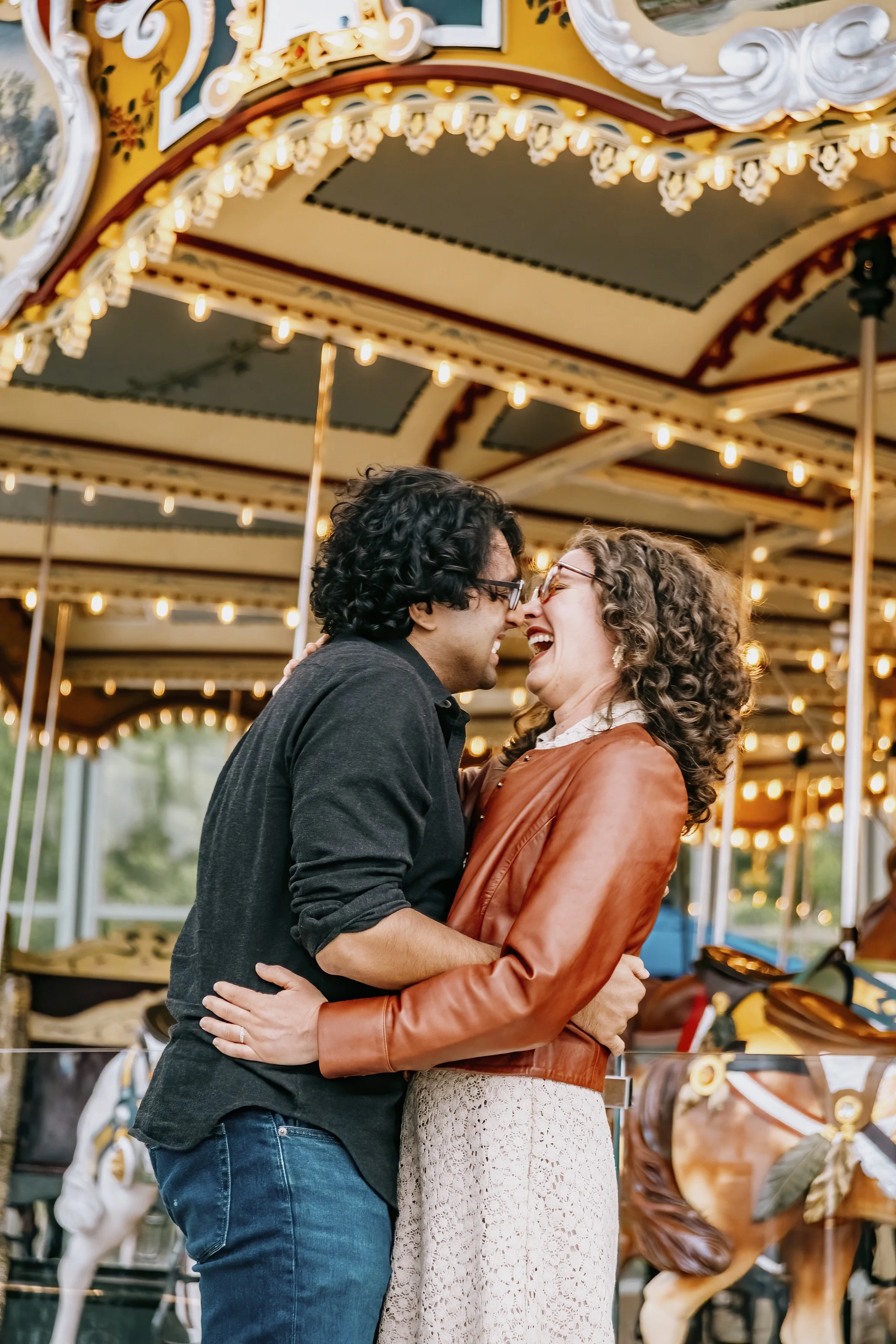 Surprise Proposal at Jane's Carousel in DUMBO, Brooklyn