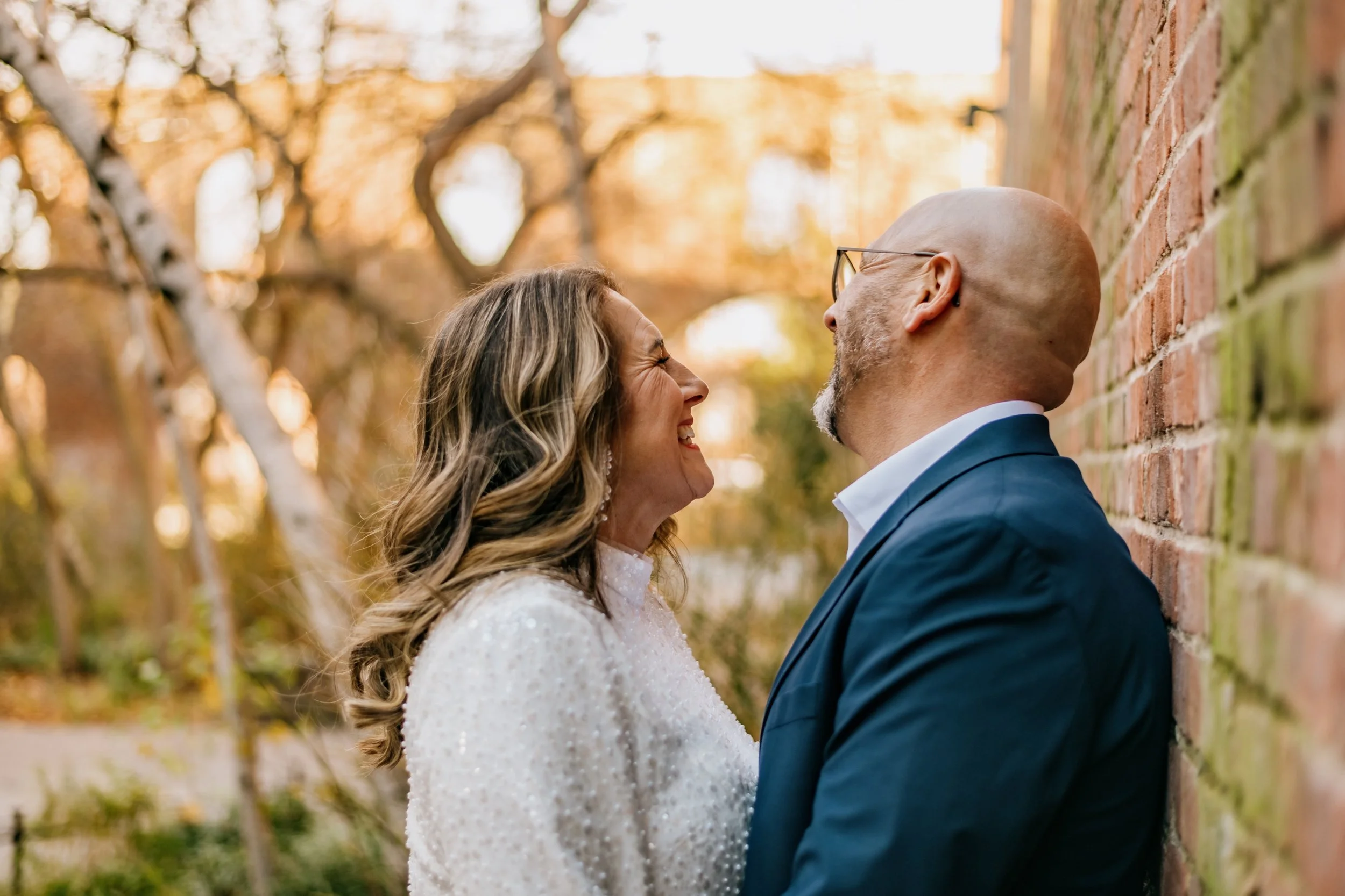 Elopement Announcement Photoshoot, Golden Hour at the Brooklyn Bridge