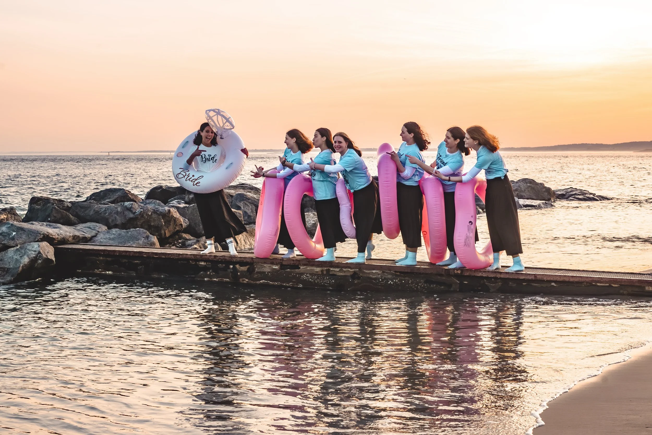 Orthodox Bridal Party Sunset Beach Shoot at Sea Gate, Brooklyn