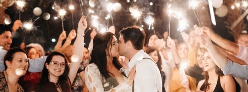 Picture of Couple Doing Sparkler Exit
