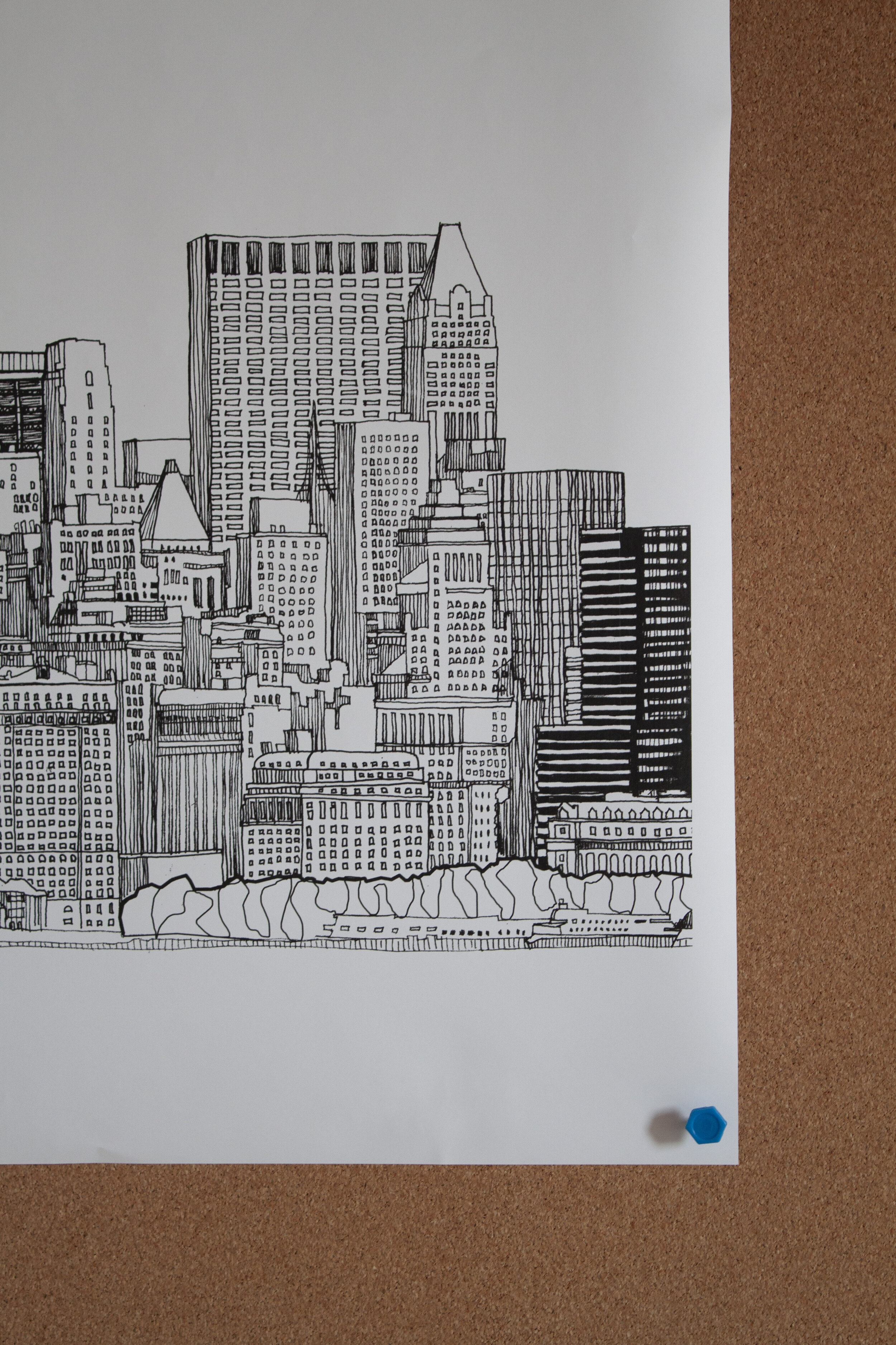 New York City Urban Art Print: Black And White Illustration Of Iconic New  York Skyline With Manhattan Buildings | AWOL | Wolf & Badger
