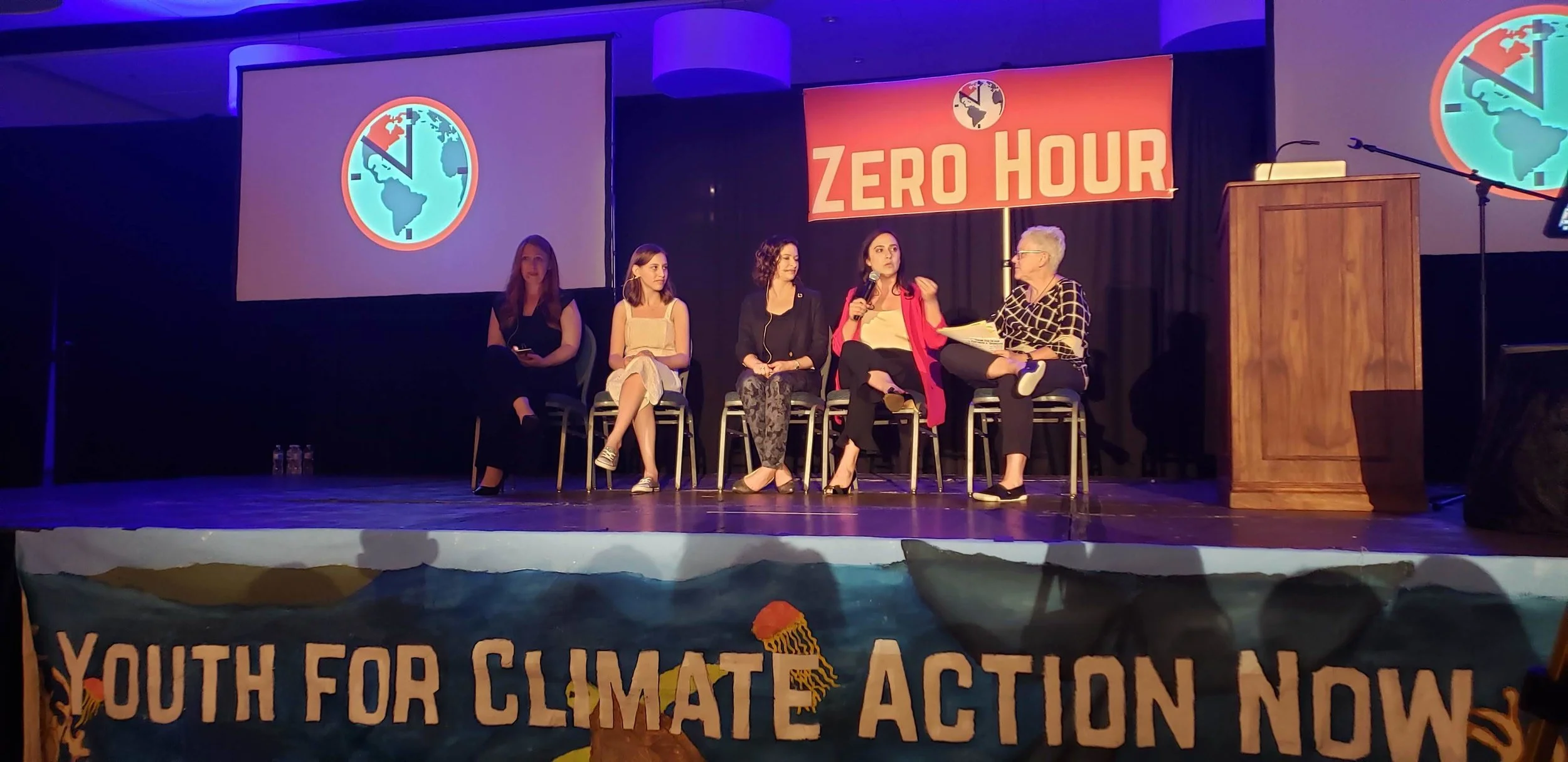 Alexandia Villaseñor (the second from the left) on a panel with other women climate leaders.