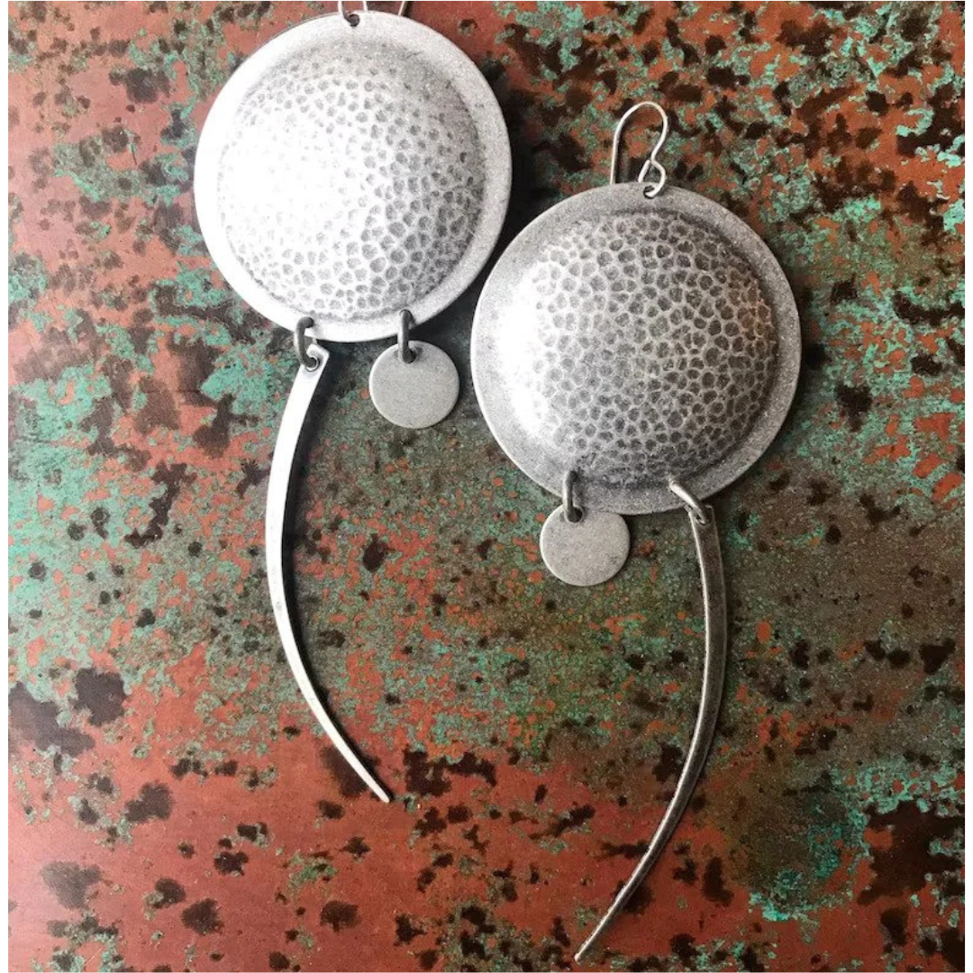 Goddess Shield Warrior Woman Earrings silver.png