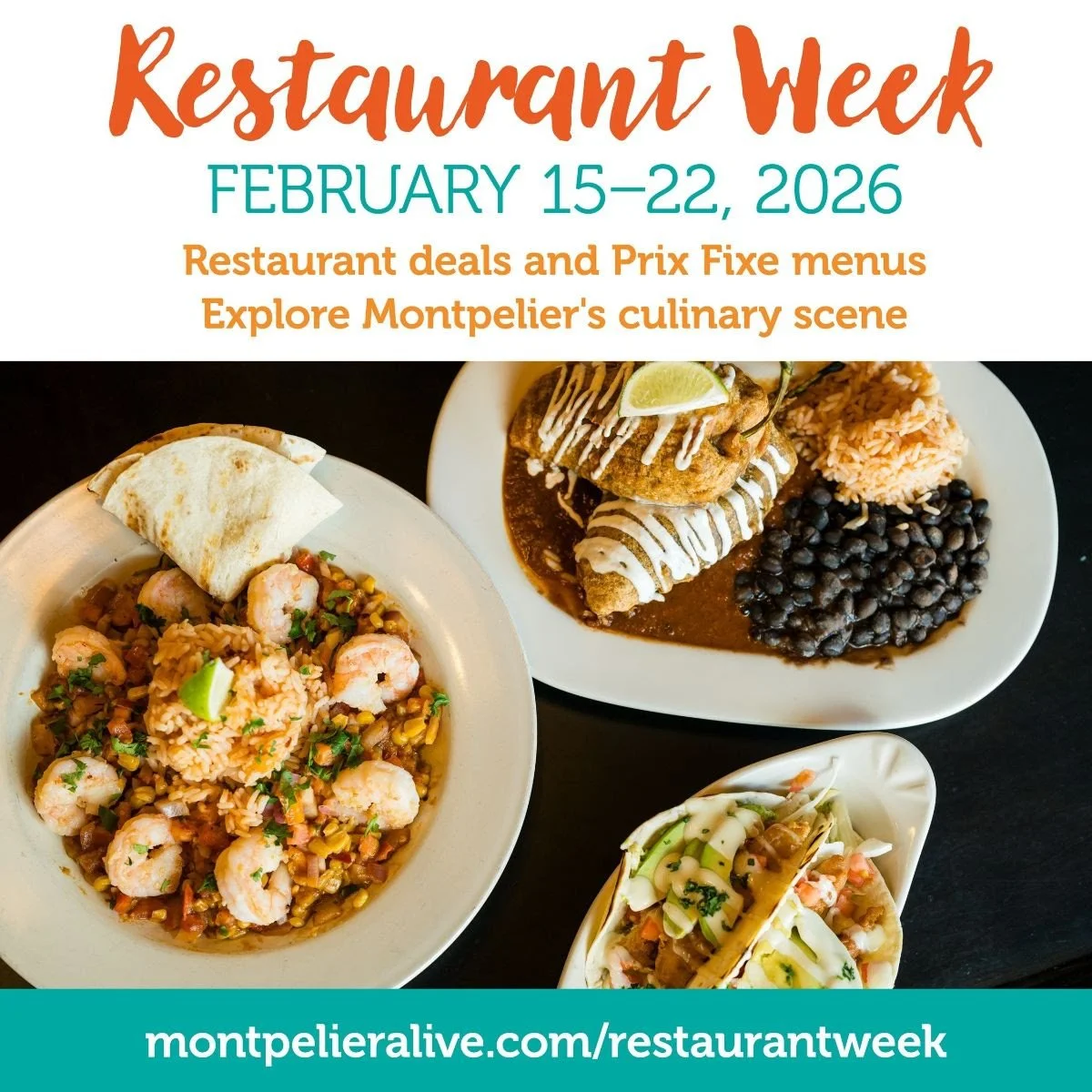 It's getting to be that time of day to be hungry. Do you feel like cooking? Us neither!

You're in luck - now through February 22, Montpelier is celebrating its 𝟮𝗻𝗱 𝗔𝗻𝗻𝘂𝗮𝗹 𝗥𝗲𝘀𝘁𝗮𝘂𝗿𝗮𝗻𝘁 𝗪𝗲𝗲𝗸! During this time, downtown's eateries 