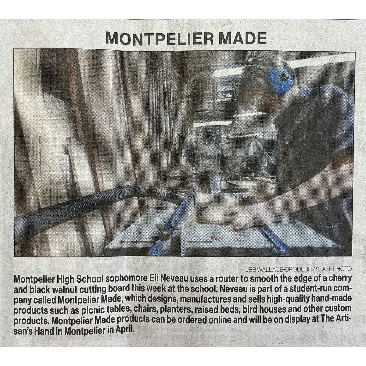 𝙎𝙖𝙫𝙚 𝙩𝙝𝙚 𝙙𝙖𝙩𝙚!

On April 3rd (one week from today) from 4:00 p.m. - 7:00 p.m., we'll be presenting the work of @montpeliermade during 𝗔𝗿𝘁 𝗪𝗮𝗹𝗸. The student-run company is based at Montpelier High School and designs, markets, and sel