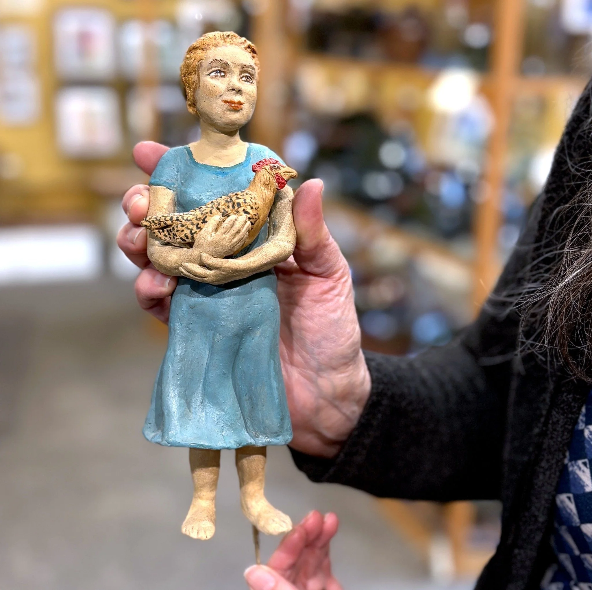 Welcome to today's Staff Pick! Staff member Wendy chose a sculptural ceramic garden stake created by @georgialandau.

When asked what she liked most about the piece, she quickly replied "the chicken!" with a big smile on her face. She added