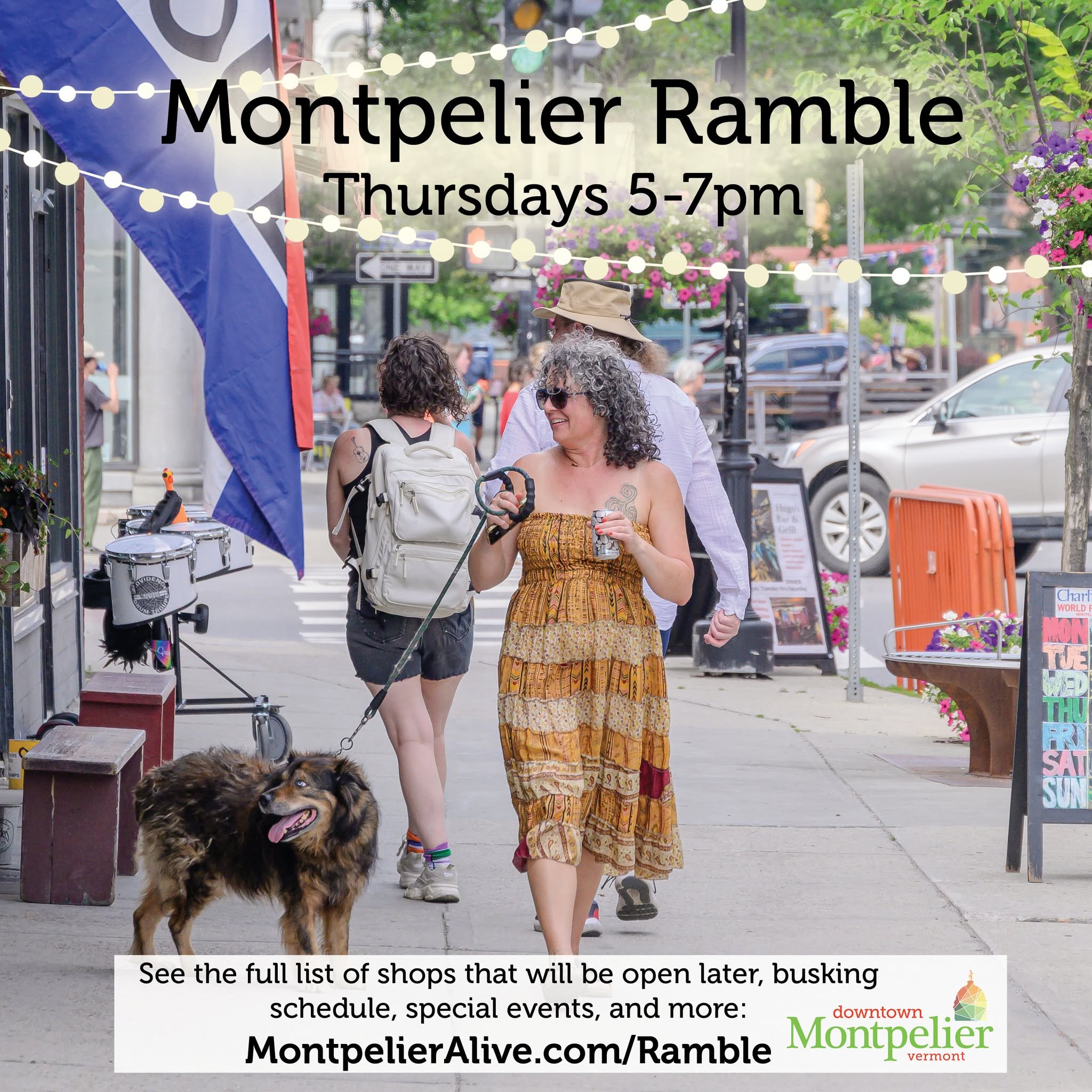 Are you itching to get some fresh air and take a stroll? 𝘞𝘦'𝘷𝘦 𝘨𝘰𝘵 𝘫𝘶𝘴𝘵 𝘵𝘩𝘦 𝘵𝘩𝘪𝘯𝘨 𝘧𝘰𝘳 𝘺𝘰𝘶!

Through the end of the summer on Thursday evenings from 5:00 - 7:00 p.m., the Montpelier Ramble offers you the opportunity to visit d