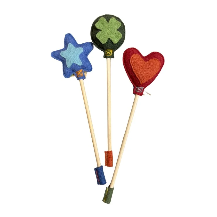 Handmade upcycled fabric wands