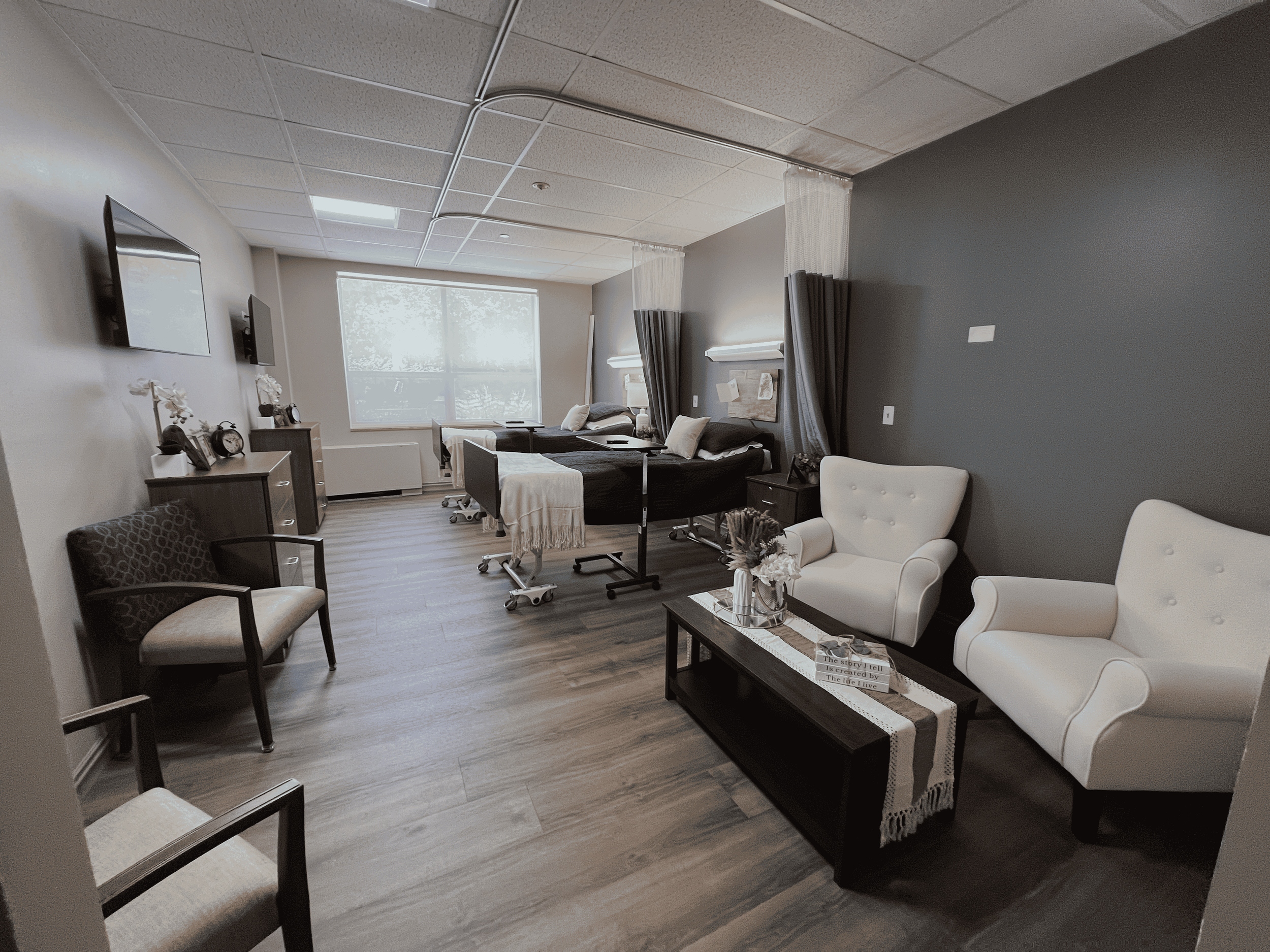 Renovated nursing home patient room completed by Expert Building Maintenance, Inc.