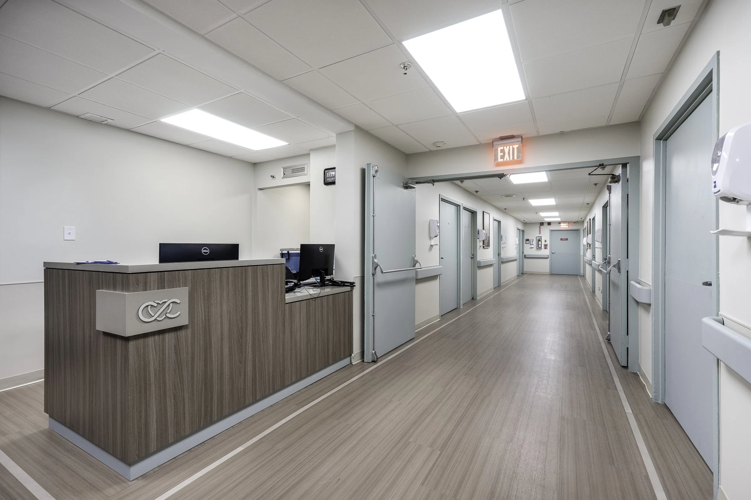 Chicago Nursing home renovations by Expert Building Maintenance Inc. Custom millwork nurse station
