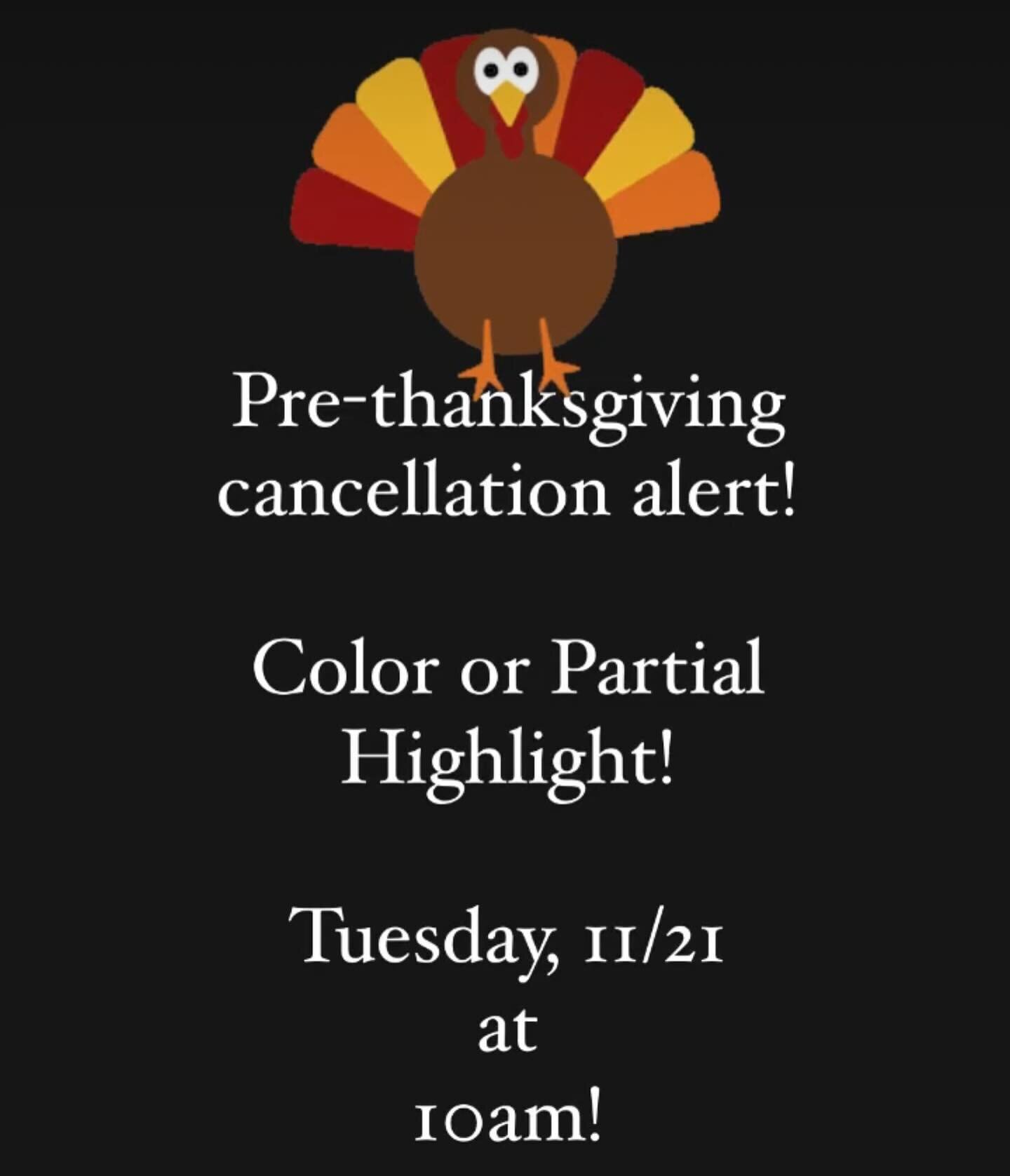 This appointment could be yours! Have fresh hair before gathering with family and friends.❤️🦃