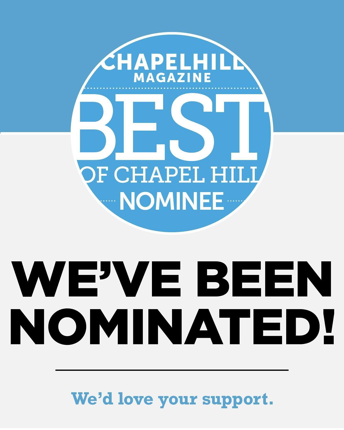 There are so many wonderful salons in the area we are happy to be nominated!  If you would like to vote for your Chapel Hill favorites head over to Chapel Hill Magazine.  Thank you all for your support!  It means so much to this small women owned and