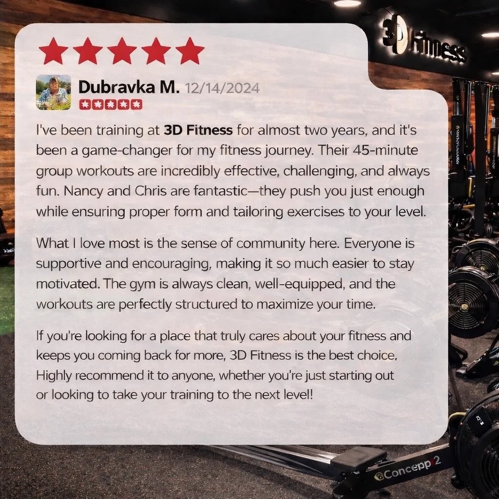 Grateful for members like Dubravka. Thank you for being part of our 3D Fitness family.