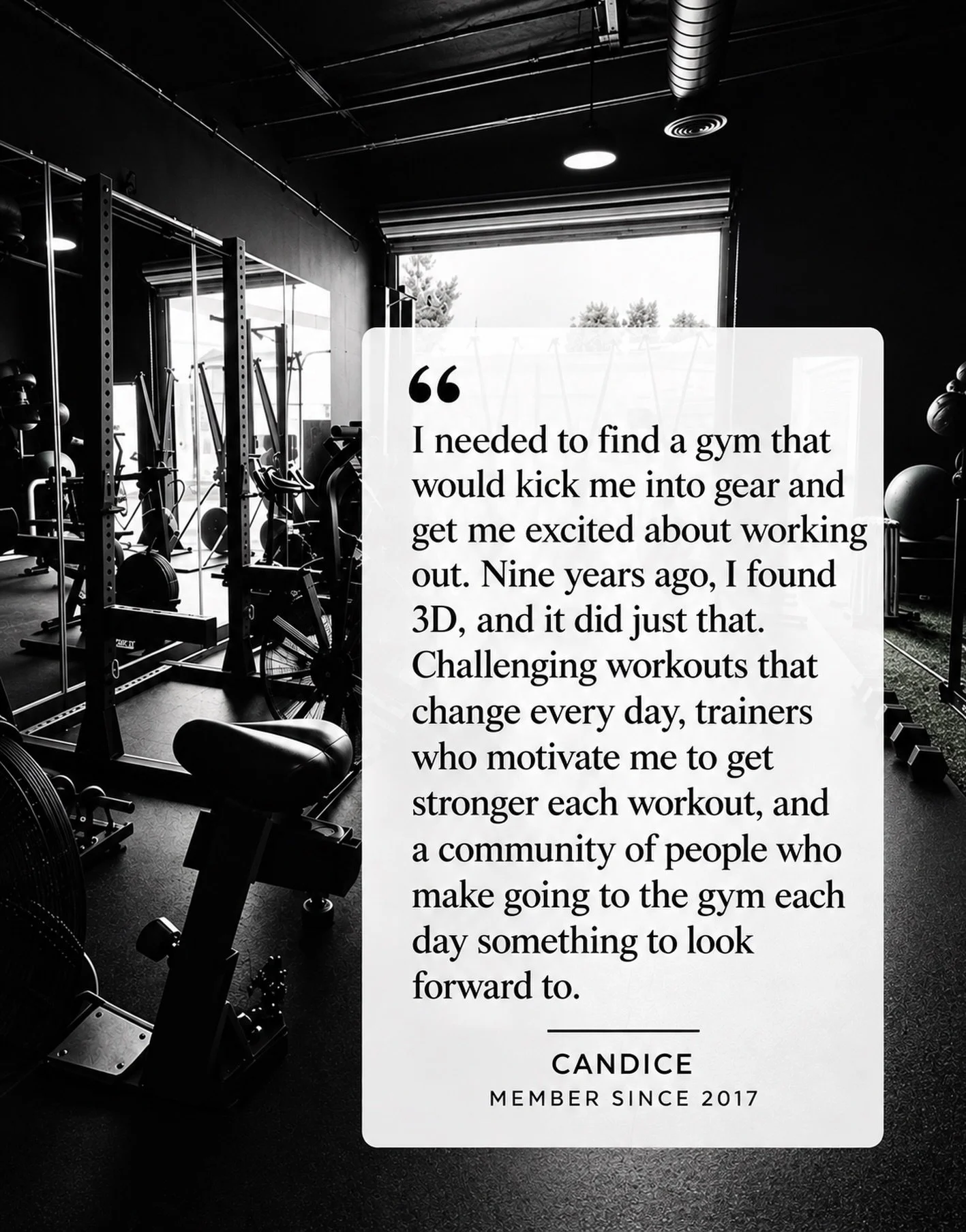 One of our favorite parts of owning 3D is hearing what our members have to say about their experience. Nine years in, Candice shared these kind words with
us, and we couldn&rsquo;t be more grateful to have her as part of 3D. 🩷