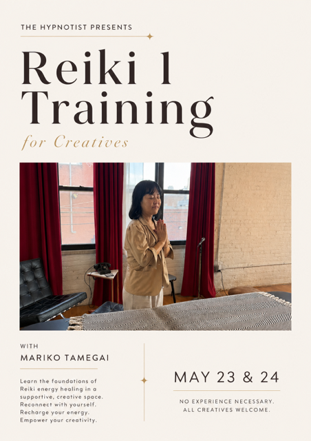 Reiki level 1 Training for creatives at the hypnptist nyc
