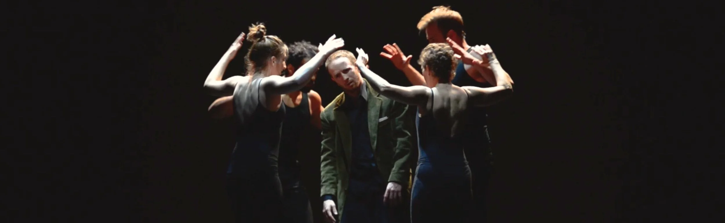 Fiona Bradley, Carlos Lopez, Mickey Lonsdale, Joan Gavaler, and Dan Plehal in Aura CuriAtlas Physical Theater’s production of A Life With No Limits. Screen-capture from video.