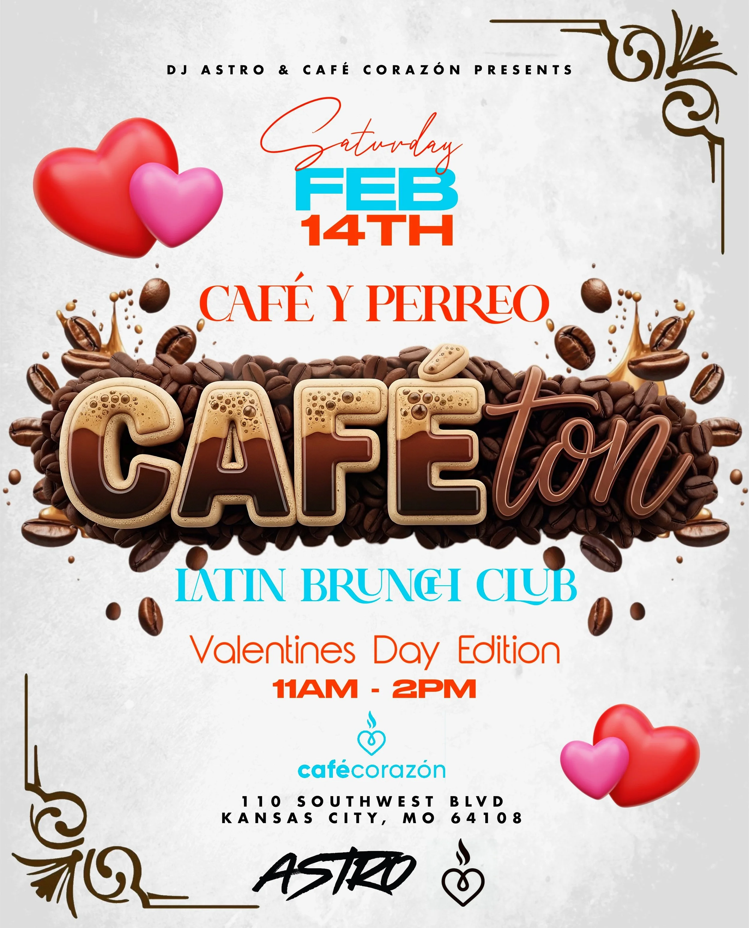 ❤️☕ CAFÉTON: Valentine’s Day Latin Brunch Party 💃🏽🎶
