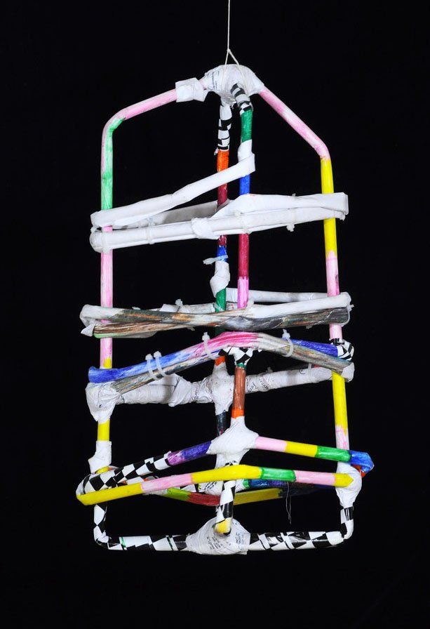 Jeremy Burleson (NIAD), Untitled (S2028). Rolled paper, marker, zip-ties. Courtesy of NIAD Art Center. 26 x 14 x 18”
