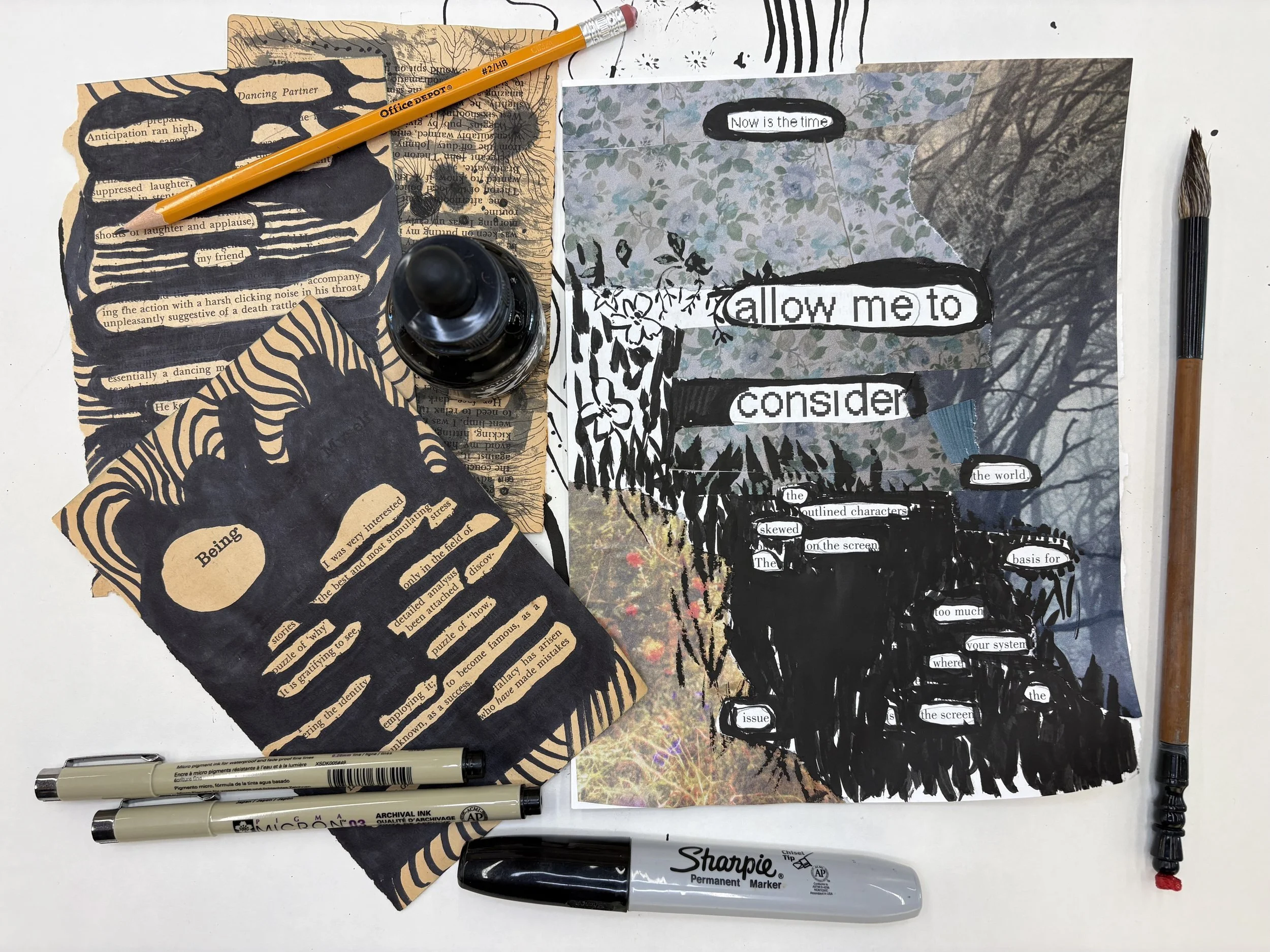 Exchange Table - Inktober, Erasure Poetry Activity