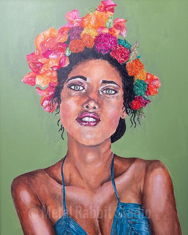 Floral Girl Painting 🌸🌺🌼.
Enjoyed working with brighter, fun colors on this one. .
.
.
.
#houstonartist #instaart #painting #paintingoftheday #acrylicpainting #flowercrown #flowergirl #flowerpower #art