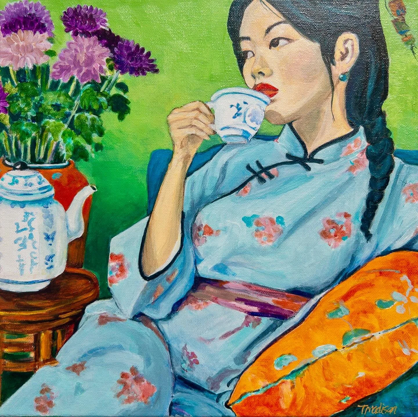 Jasmine 12x12 Artist:Teri Madison
.
.
.
.
#metalrabbitstudio #art #artofinstagram #artwork #artforsale #artforyourhome #acrylicpainting #painting #figurativeartist #womeninart #artprocess #artprogress #colorfulart #everdaymoments #aapiheritagemonth