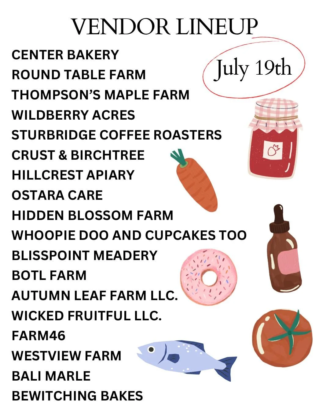 ☀️July 19th Vendor Lineup! We have almost 40 awesome vendors this Sunday. Get yourself some snackies, drinks, and sweet treats this weekend!

🌿Thank you to all of our amazing friends for making last weeks Artisan Pop-Up so successful! We can&rsquo;t