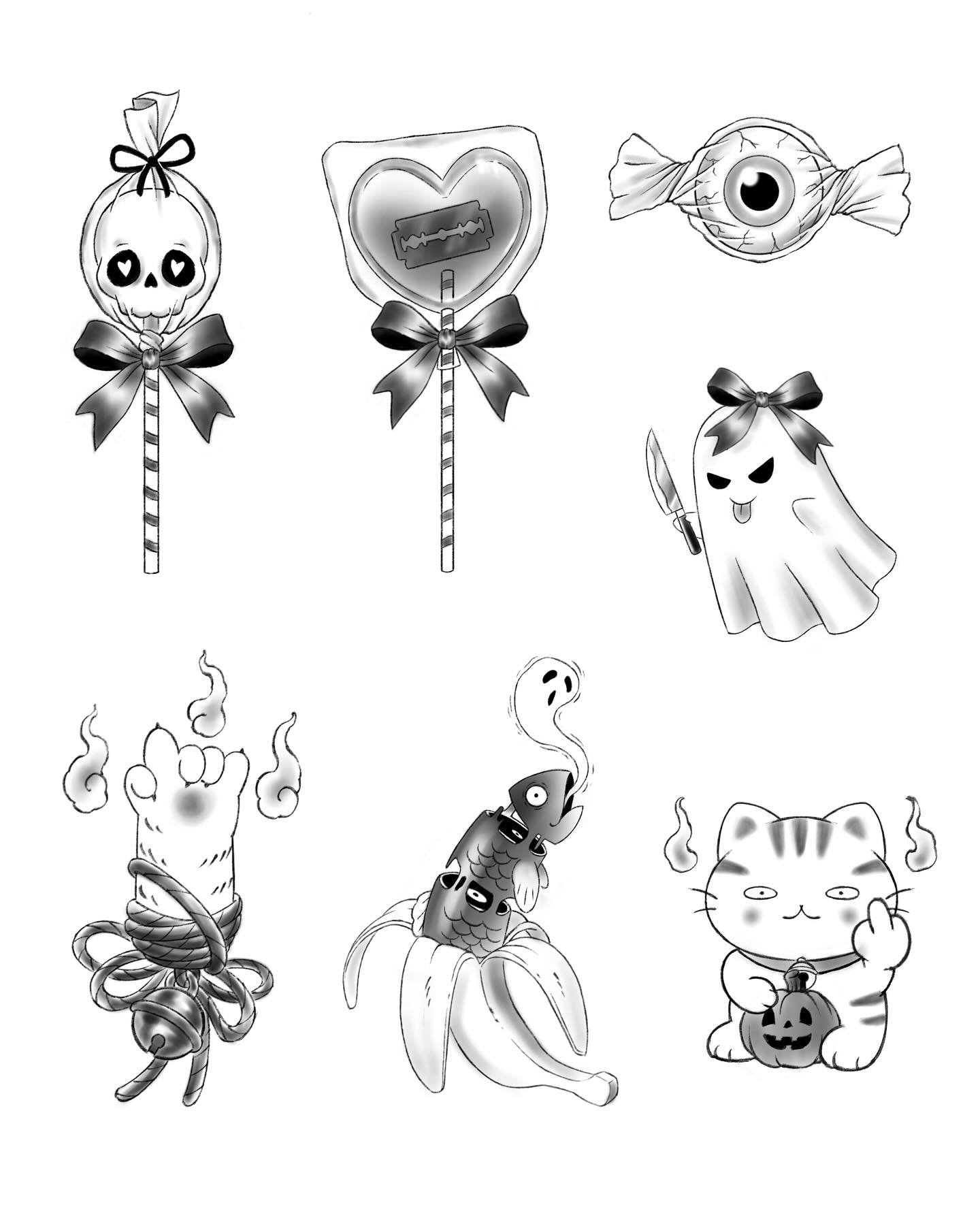 🎃👻💀Halloween flash-please email or dm for appointments, and provide placement and size(inch/cm). Thank you! 📧 jasoninklife@gmail.com
.
.
.
#halloweenflash #tattoo #tattooing #tattooartwork #tattooartists #tattoonyc #tattooidea #tattooist #tattoof