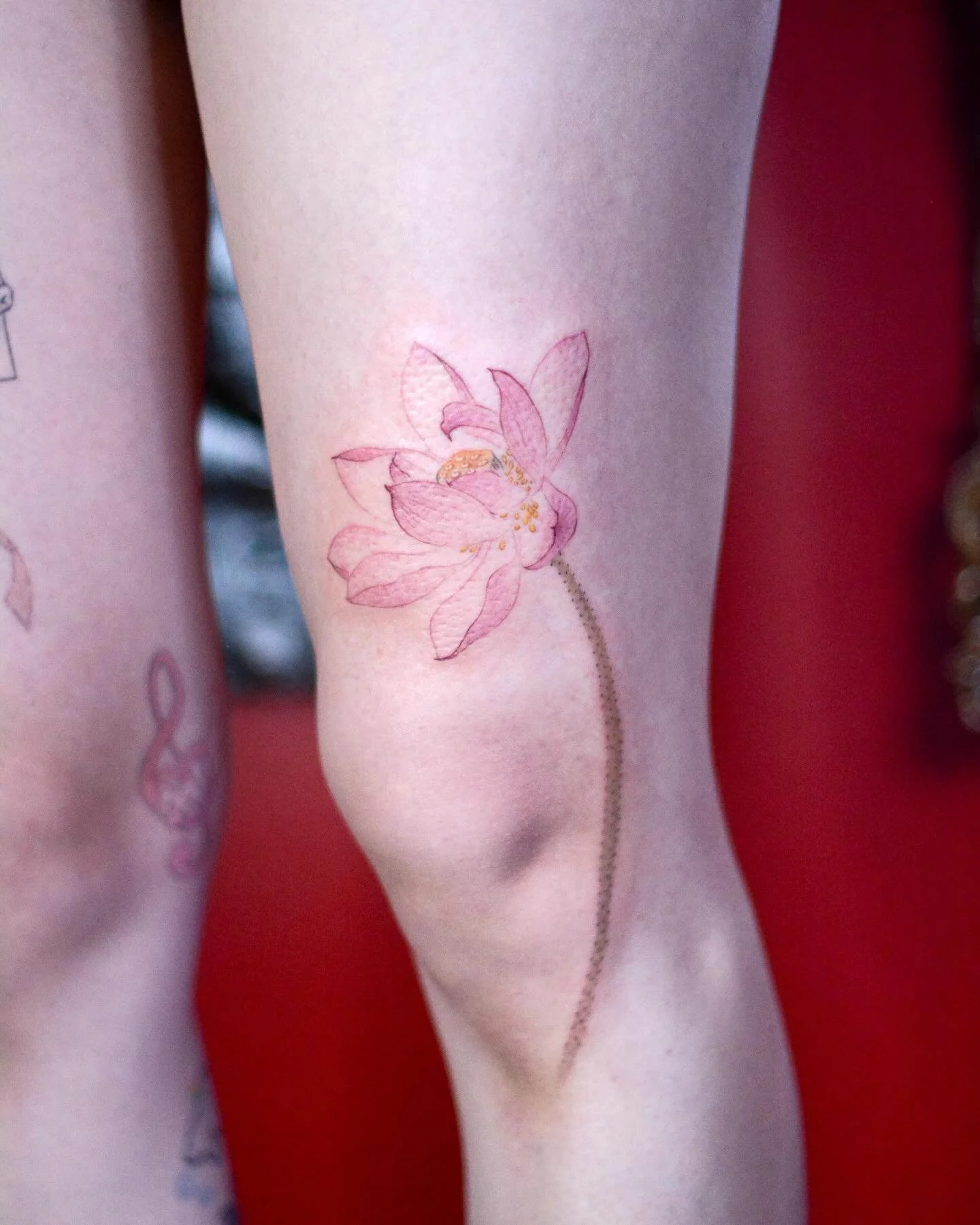 🪷original design from @jn.ink 🦵🏻@tattooist_yeonnie - booking link in bio.

#tattoo #lotusflowertattoo #flowertattoo #colortattoo #ink