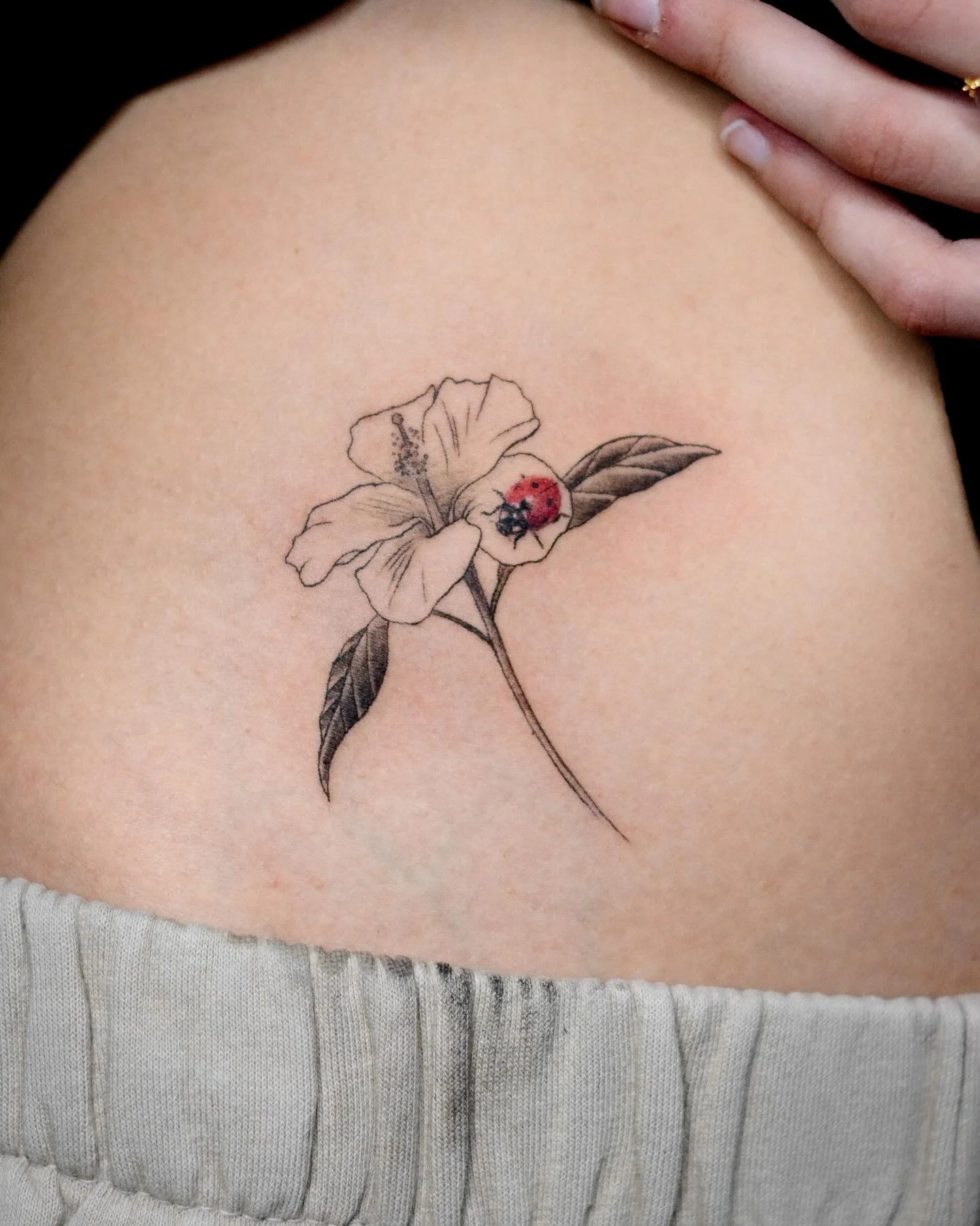 💐🐞 - booking link in bio. 
.
.
.
#flowertattoo #ladybug #finline #tattooing #tattoo