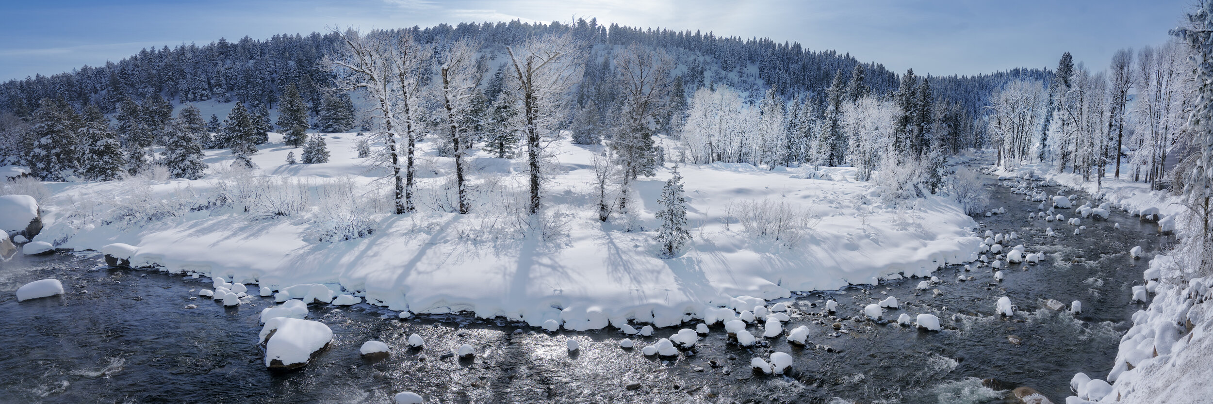 A fresh blanket of snow on the Downtown Truckee Riverfront Park harkens back to the days of the Ice Palace and winter fun. Photo by Bill Stevenson