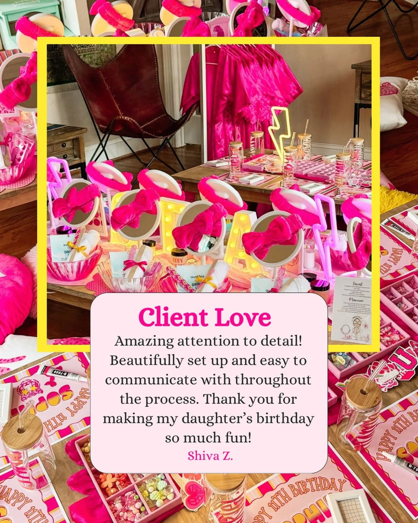 The details matter ✨

From the spa setup to the charm frame workshop, every element is designed to create a memorable experience for the birthday girl and her friends.

Thank you, Shiva, for the kind words and for trusting us with your daughter&rsquo