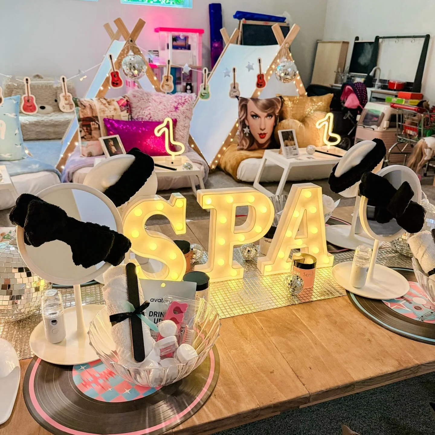 This is your sign to upgrade the sleepover ✨

Our spa party add-on transforms any setup into a full experience&mdash;custom styled to match your theme, not a one-size-fits-all setup. From pop star glam to soft, cozy aesthetics, we design every detail