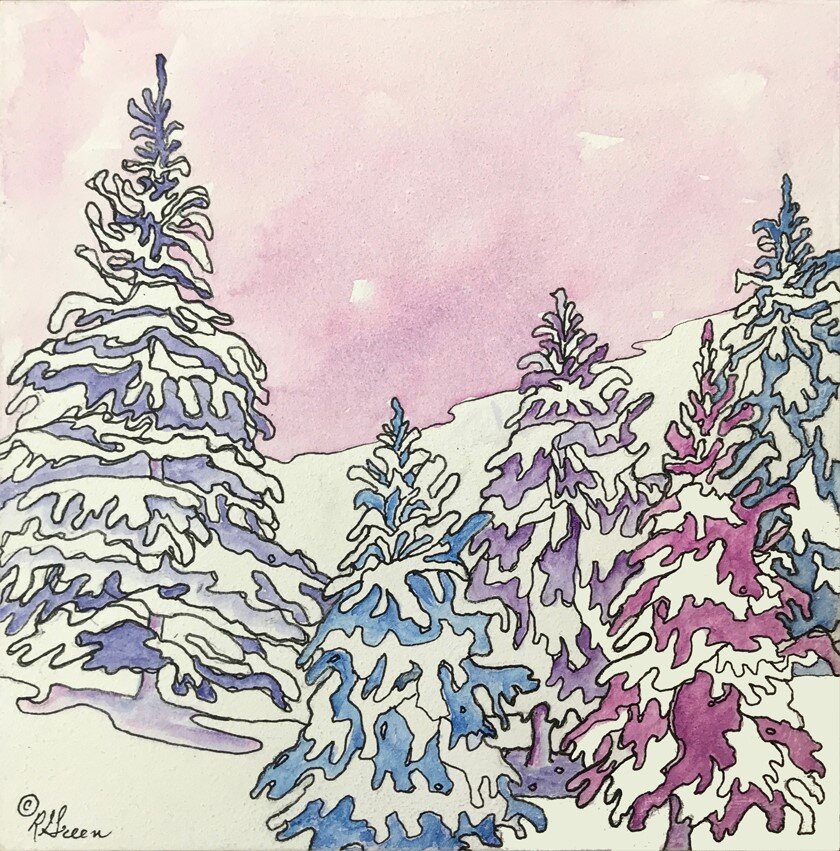 Snow Trees Pink 