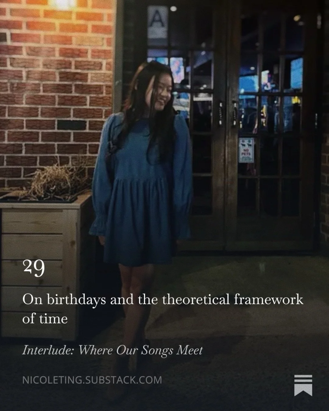 One of my goals for this year was to start a @substack, and what better time to publish my first essay than my birthday?

Birthday weekend photo dump. Thankful for every moment that somehow led me here, to turning 29. You can read more of my essay ab