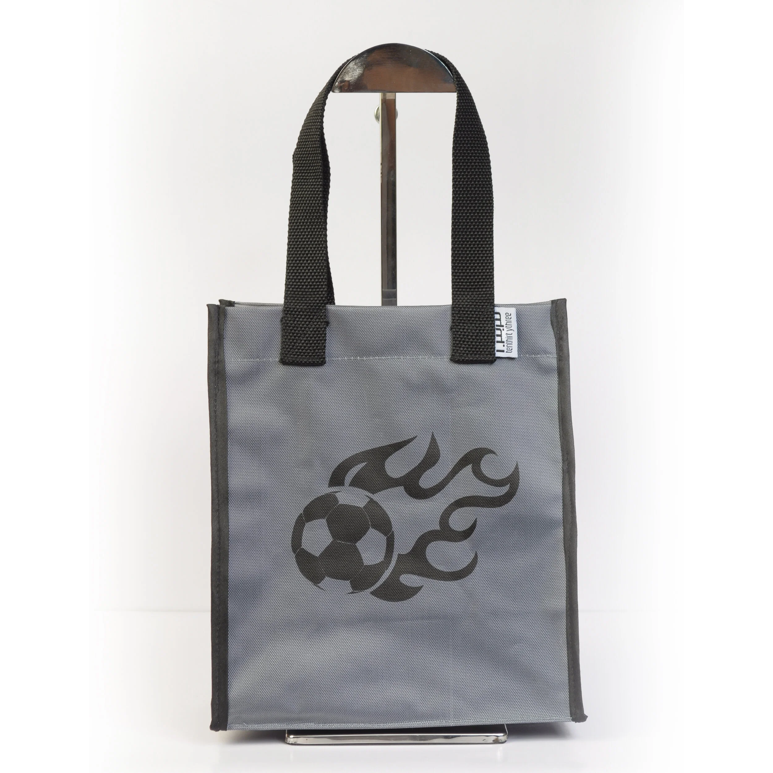 Silver Black Soccer Ball Tiny Tote 1x1.jpg