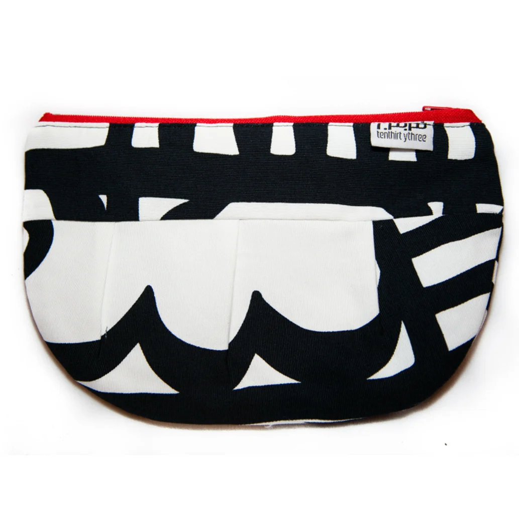 Black, White, and Red Pouch