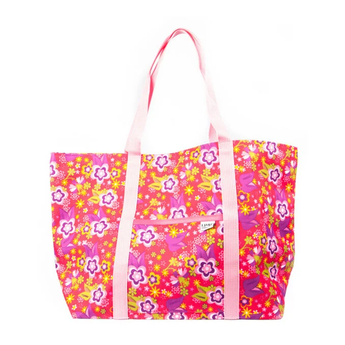 Pink Flower Power Market Tote Large