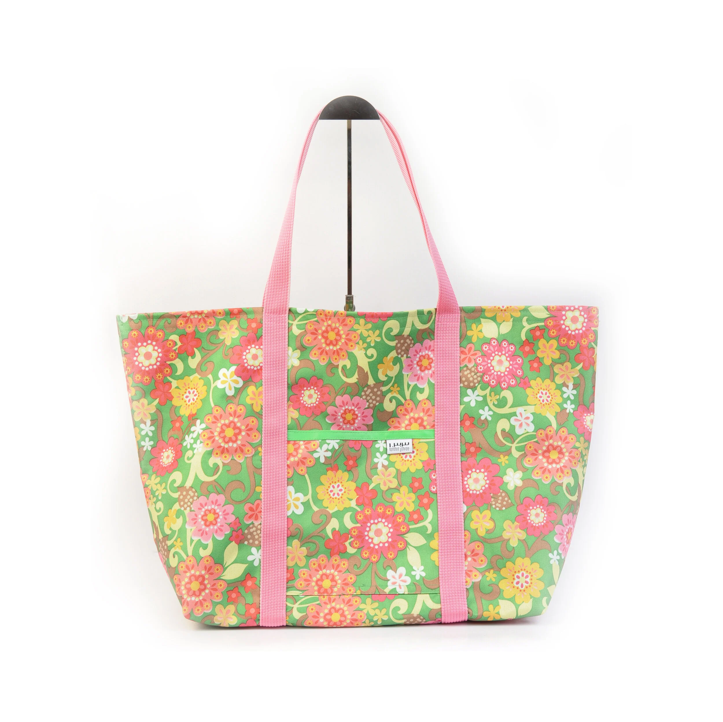 Green Flower Power Market Tote Large