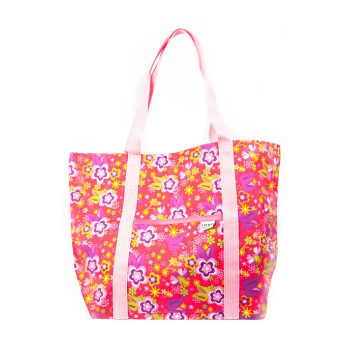 Pink Flower Power Market Tote Medium