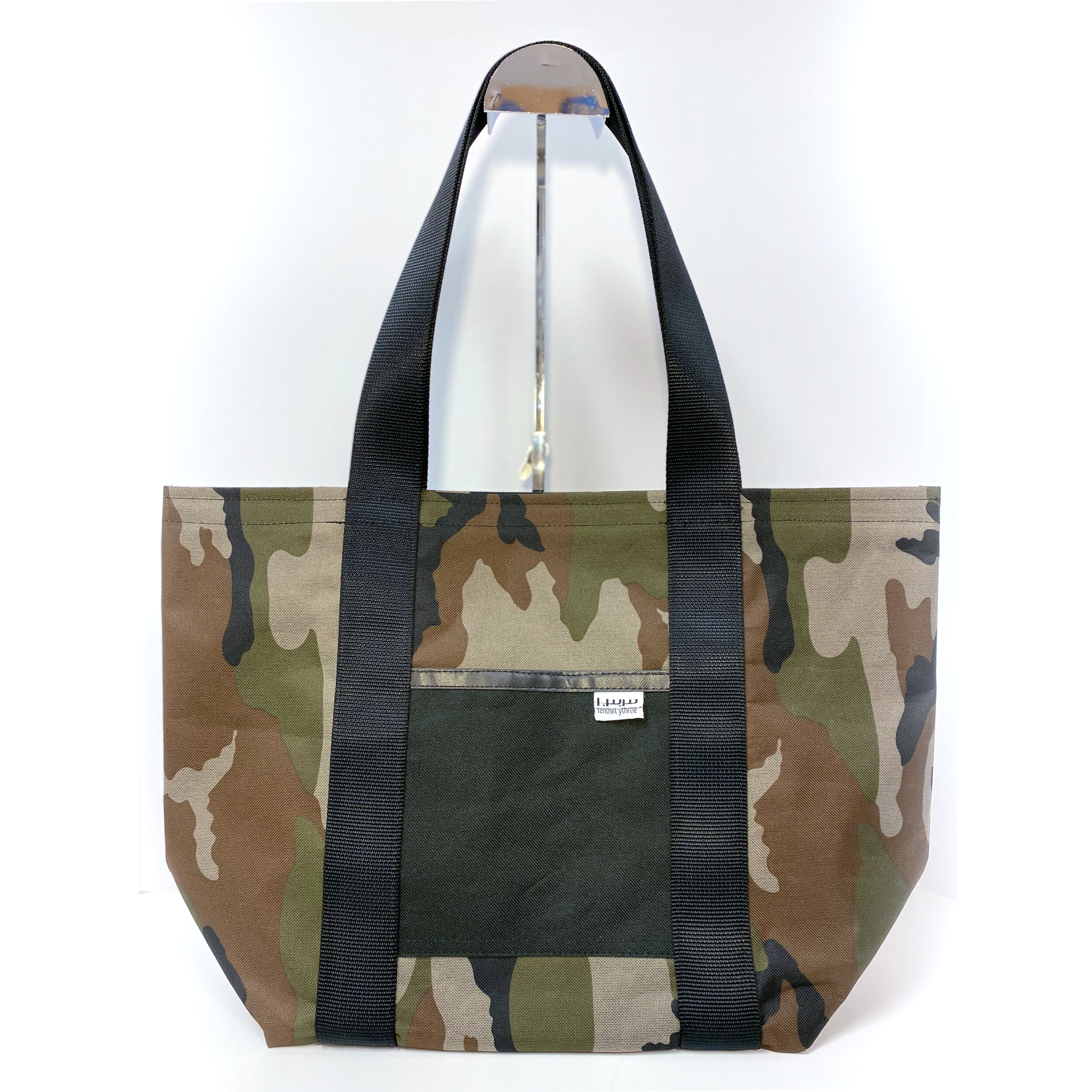 Camo Market Tote Black Strap Medium
