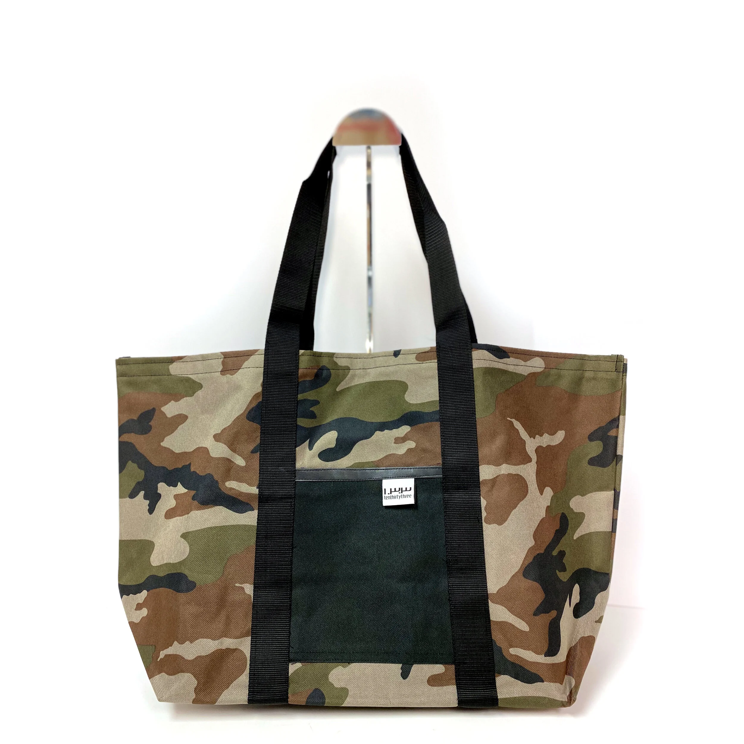 Camo Market Tote Large Black Strap